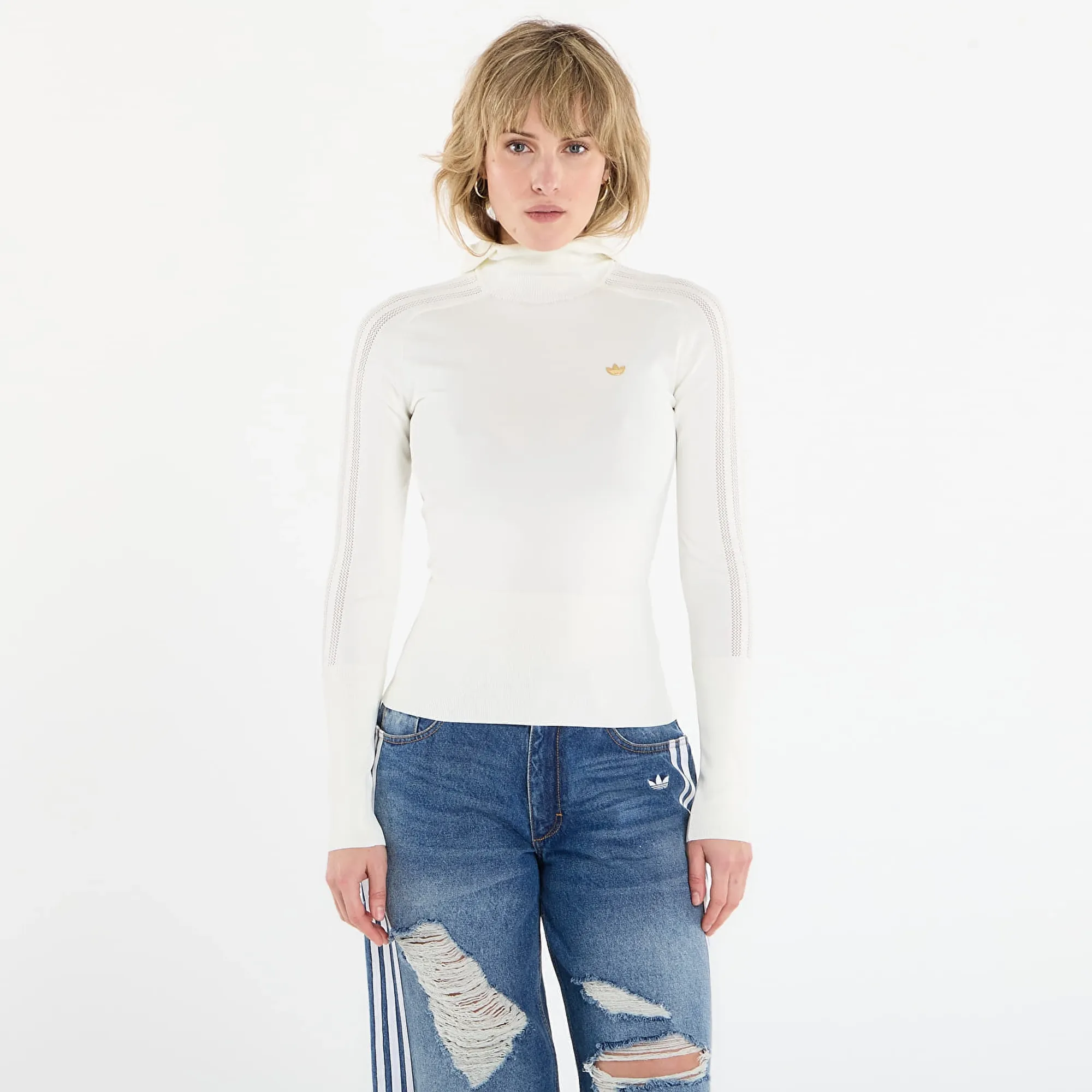Sweatshirt Adidas Knit Hooded Ls Off White S
