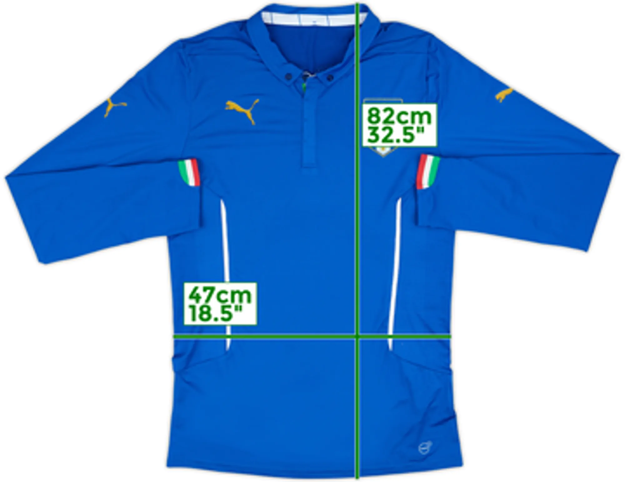 2014-15 Italy Authentic Home L/S Shirt - 8/10 - (3XL)