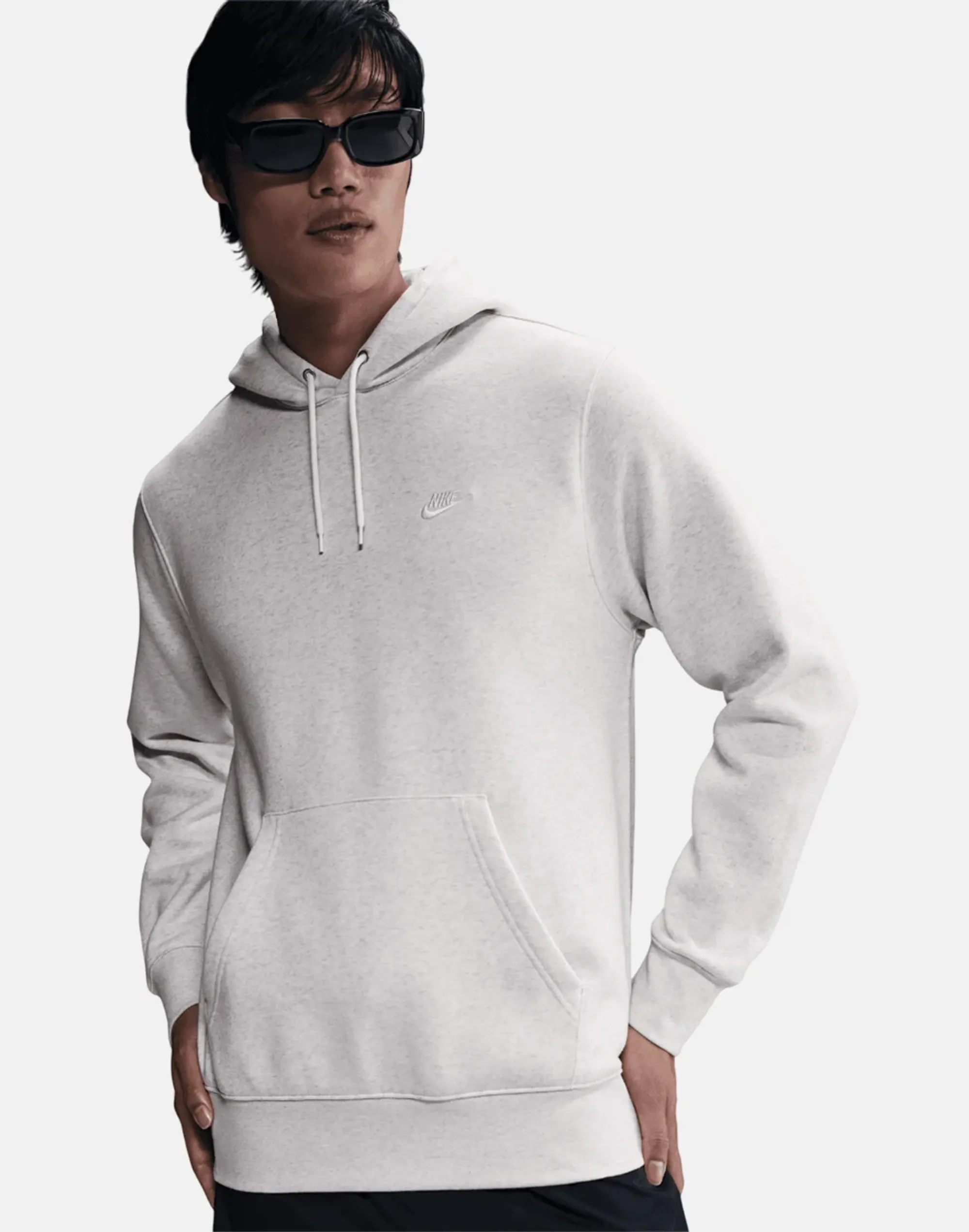 Men's Nike Club Po Hoodie in Grey/White 