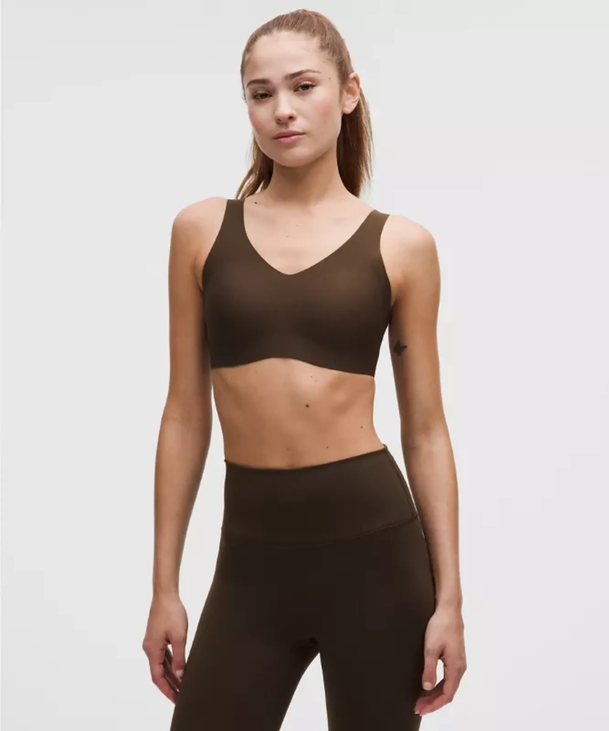 lululemon – Women's Glow Up Sports Bra Medium Support, B/C Cup – Color Brown – Size Large