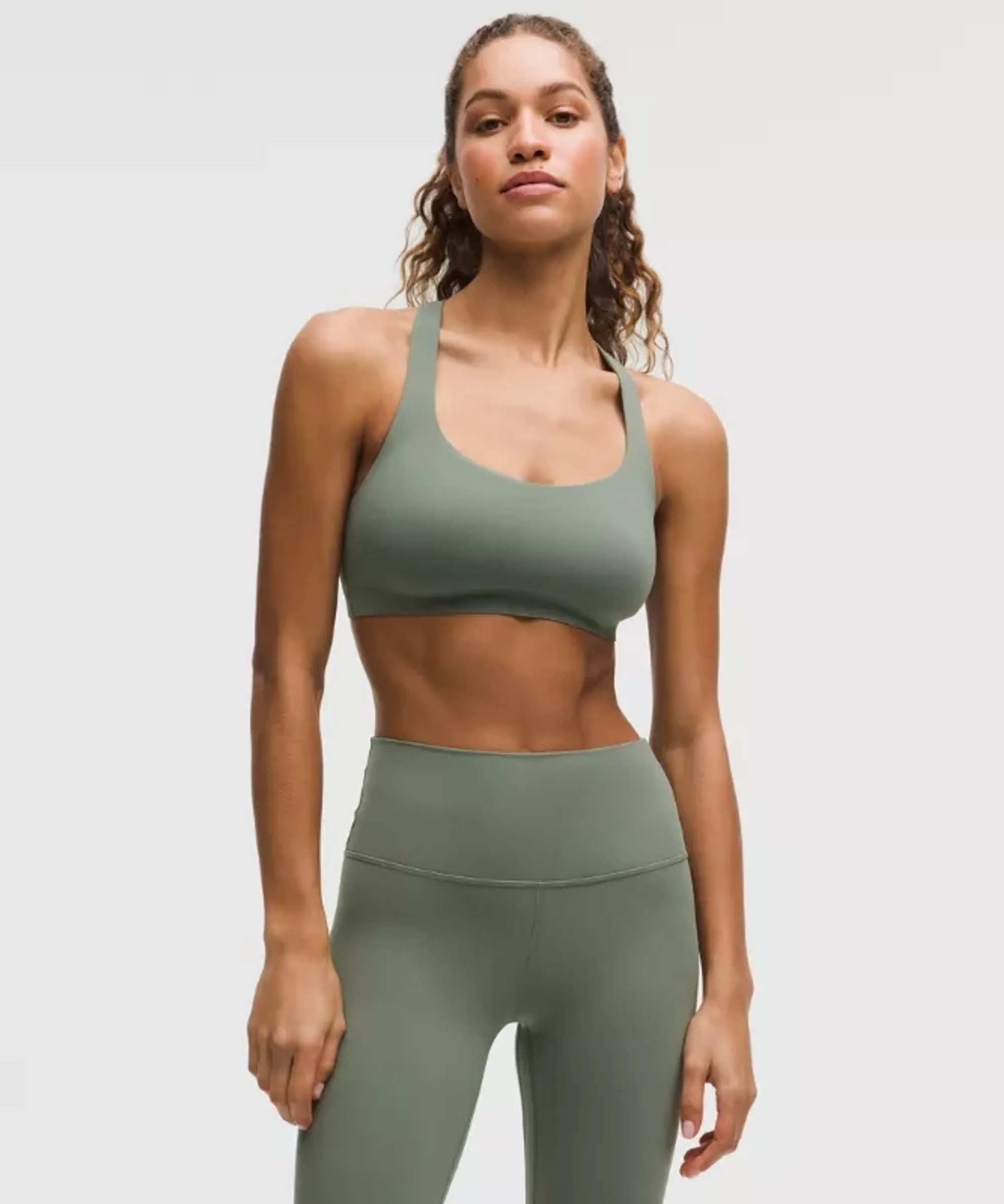 lululemon – Women's FlexyFlex Strappy Yoga Sports Bra Light Support, A-C Cups – Color Green/Pastel – Size Large/XL