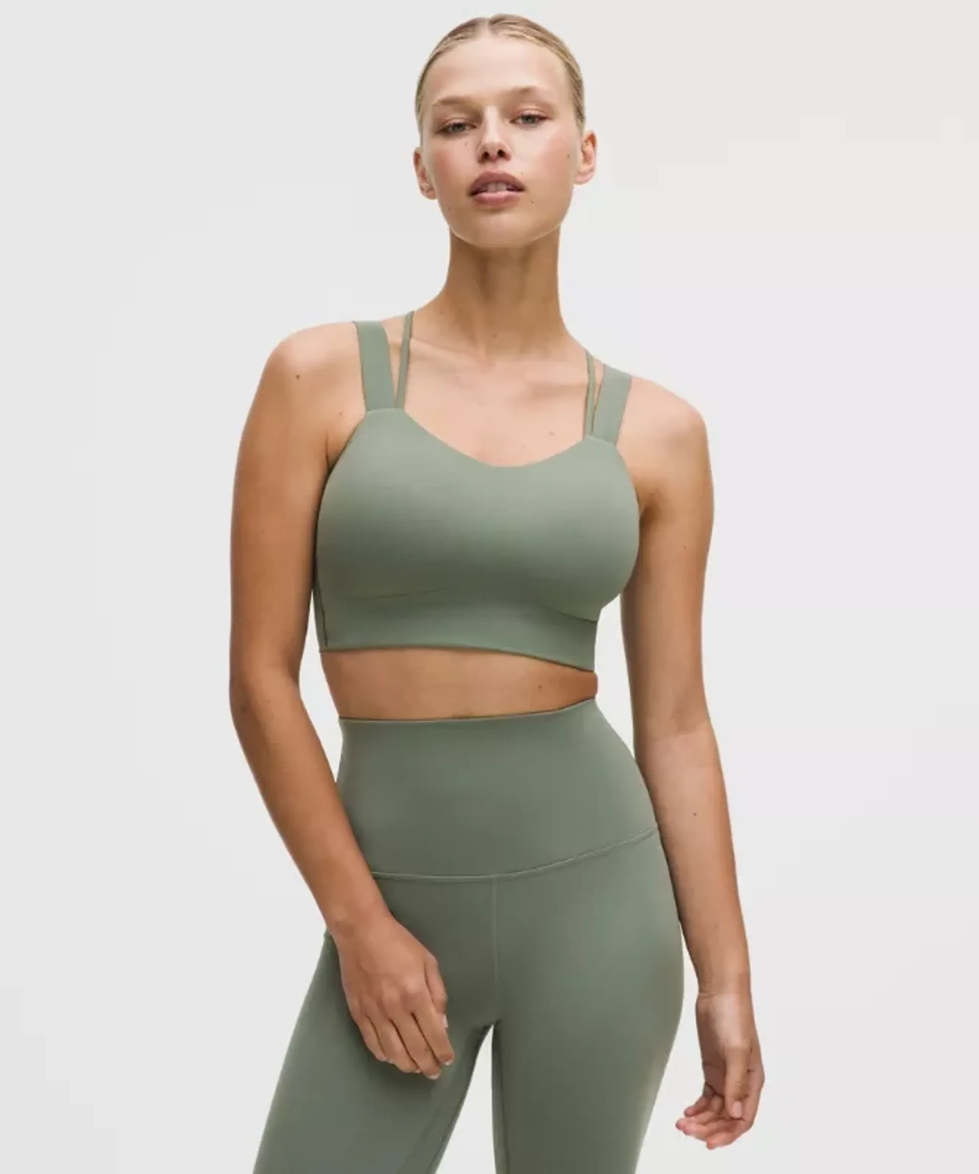 lululemon – Women's Like a Cloud Longline Sports Bra Light Support, D/DD Cup – Color Green/Pastel – Size 10