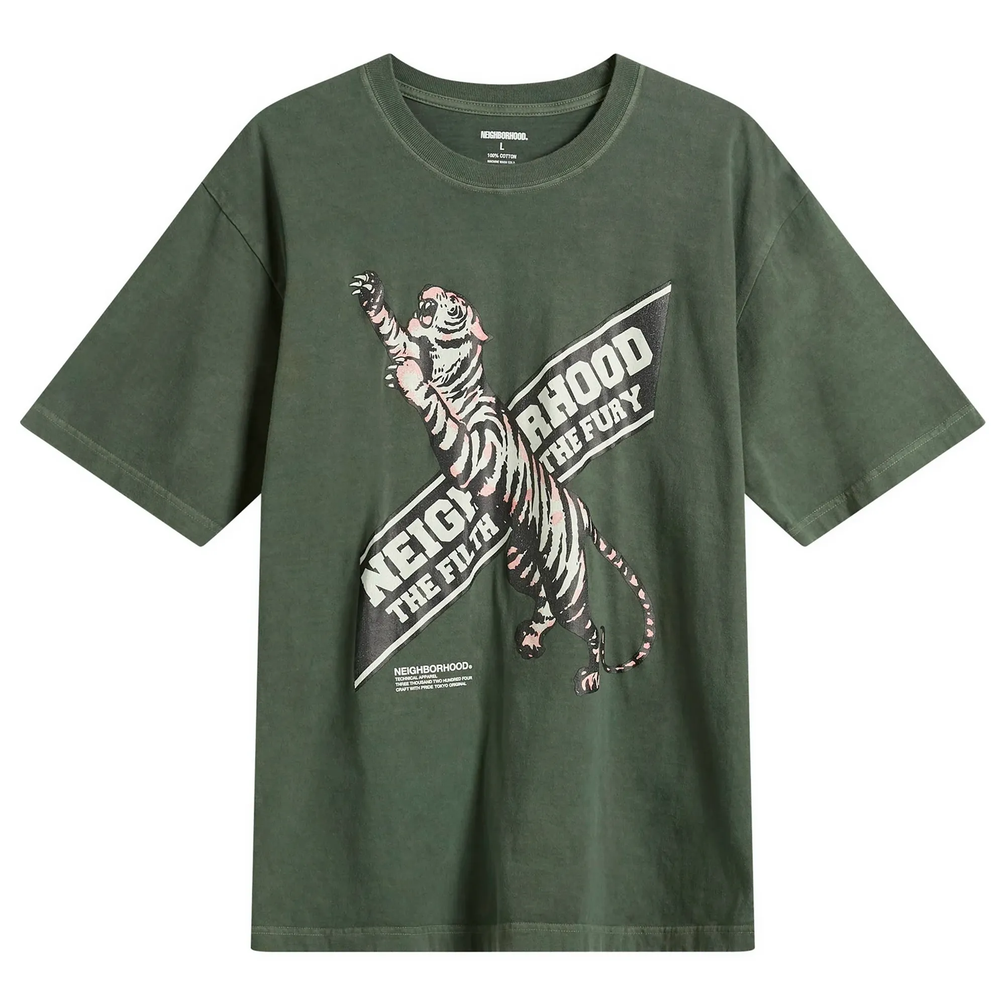 Neighborhood Men's SS-17 Tiger T-Shirt Green