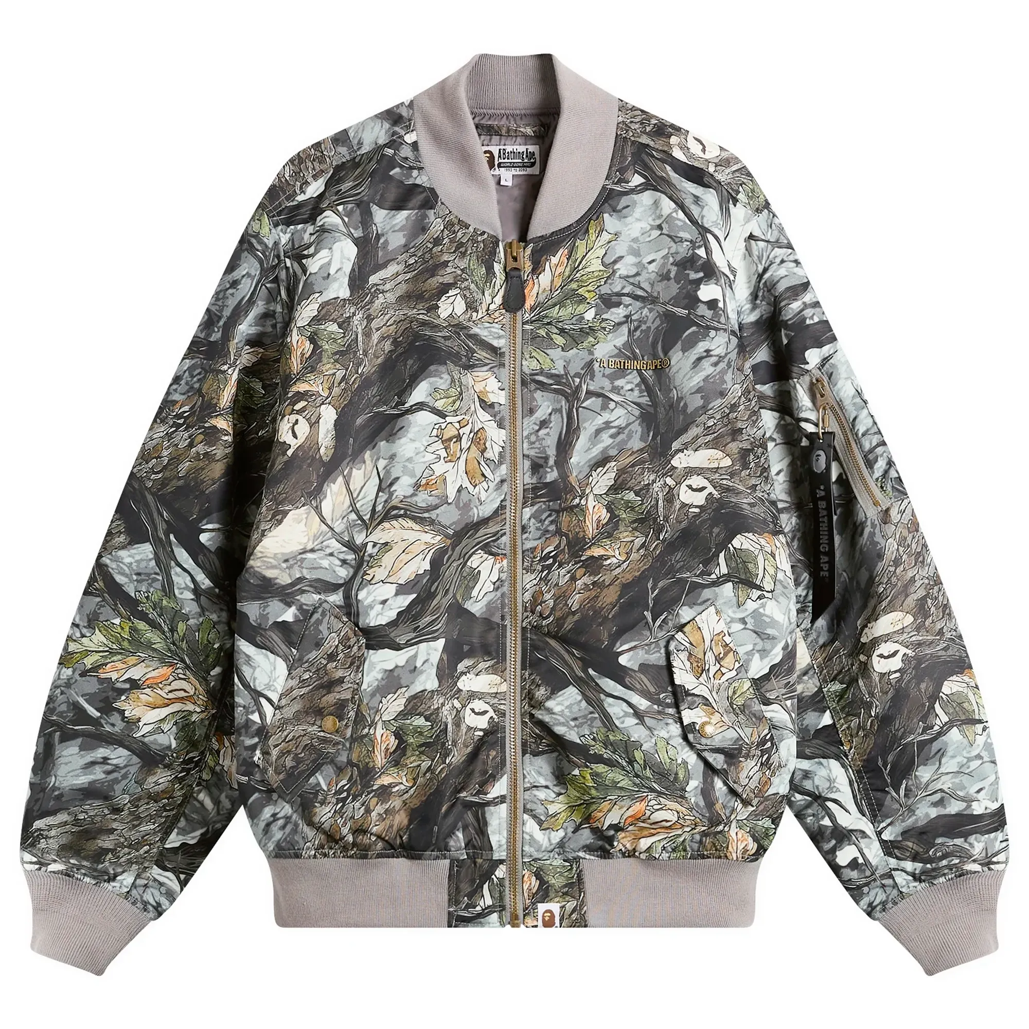 A Bathing Ape Men's Tree Edge Camo Bomber Jacket Brown