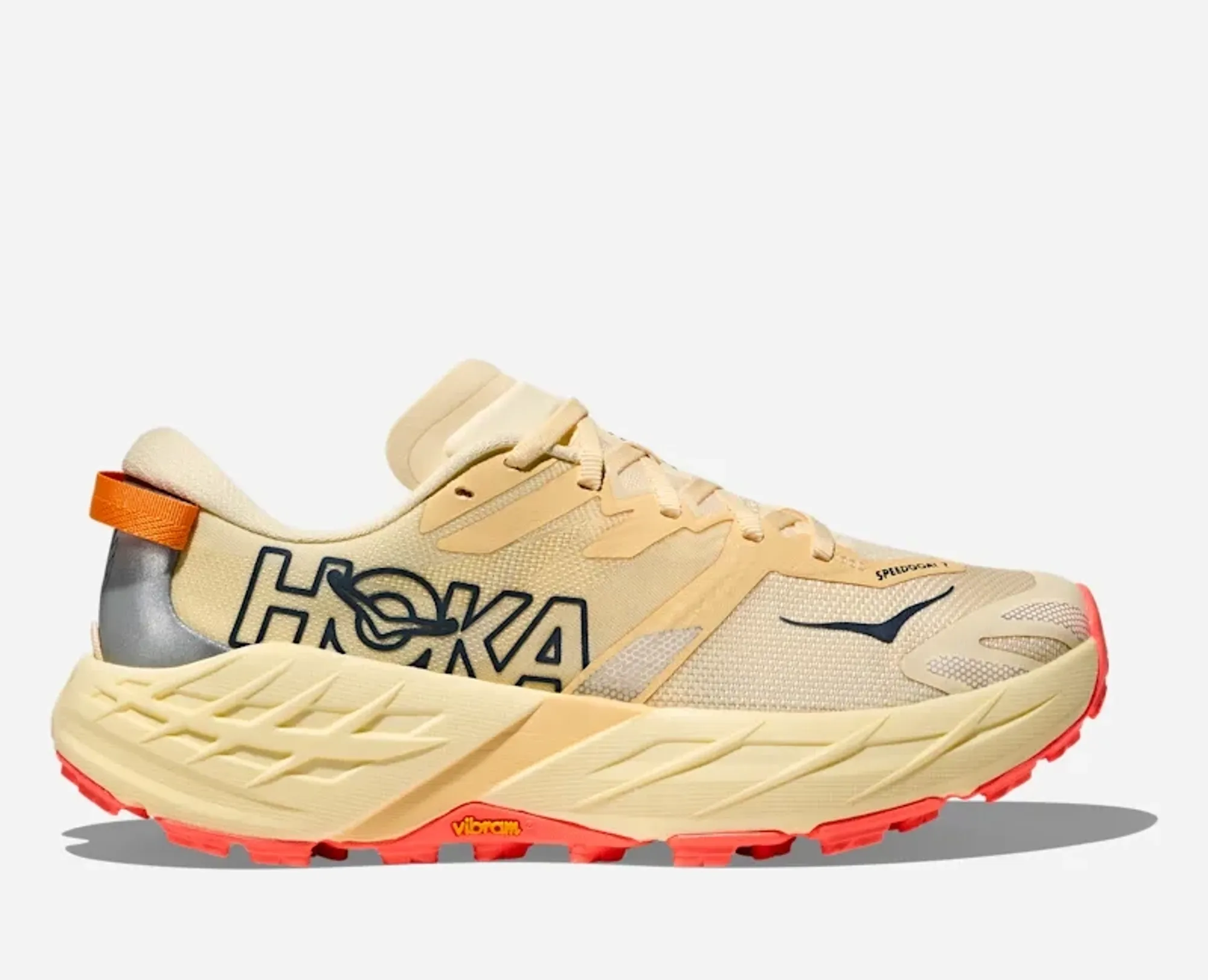 Hoka Women's Speedgoat 7 Trail Shoes In Vintage Yellow/Neon Flame