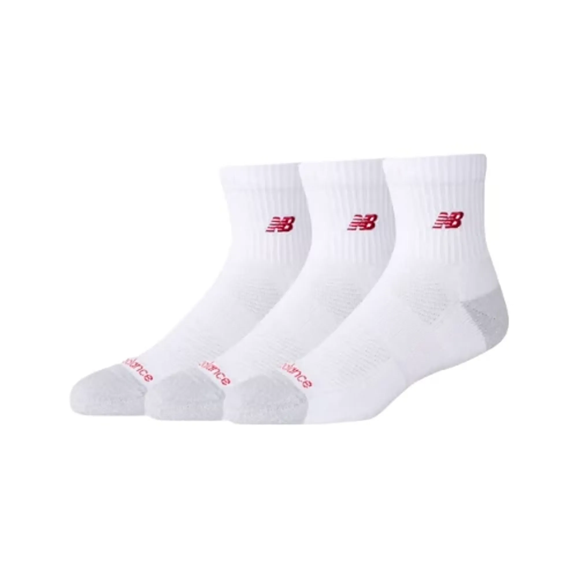 New Balance Unisex Active Premium QTR 3 Pack in White Cotton