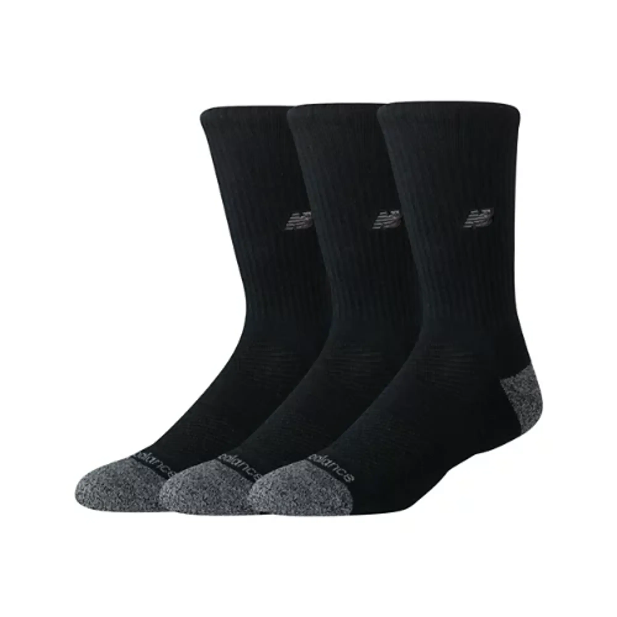 New Balance Unisex Active Premium Crew Socks 3 Pack in Black Polyester