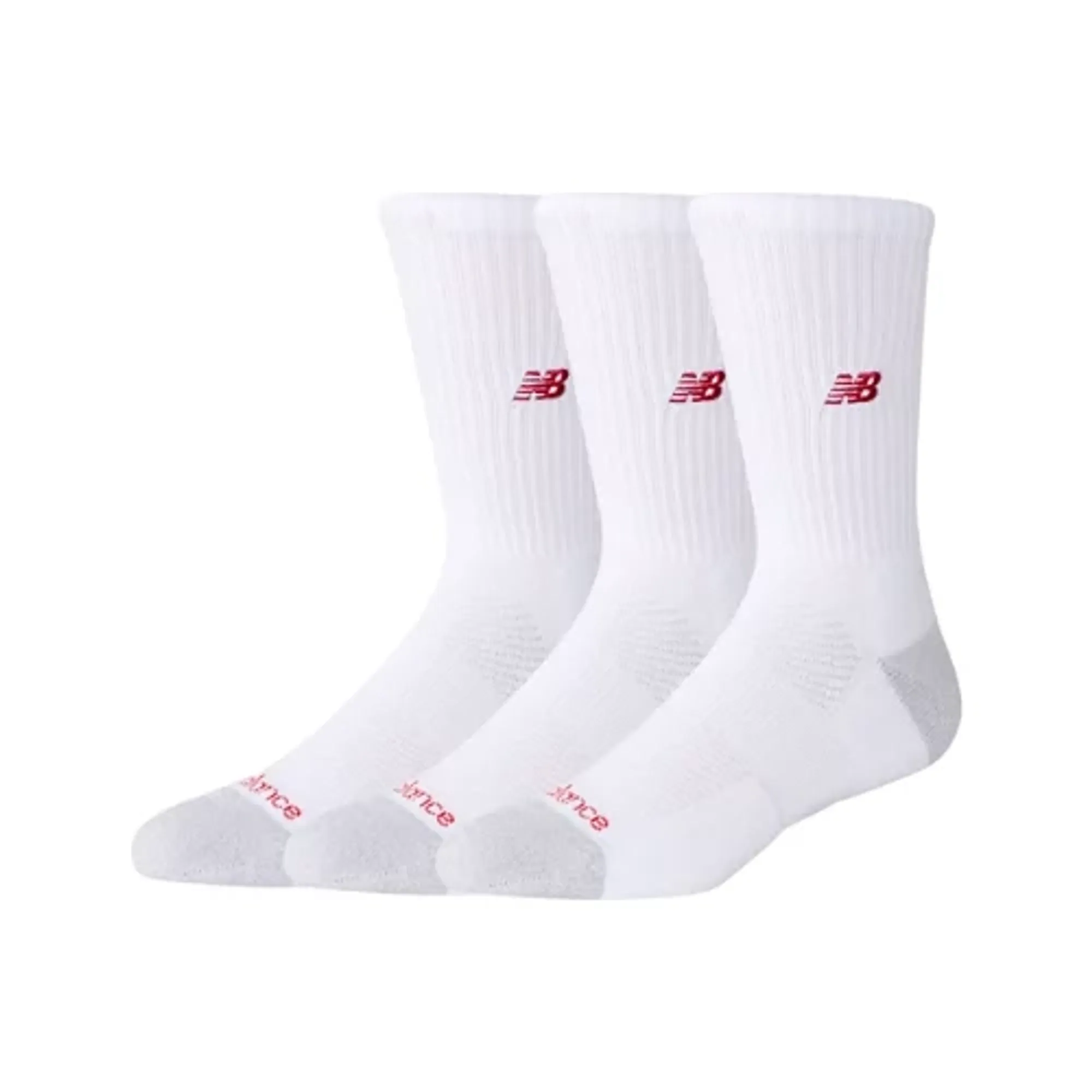 New Balance Unisex Active Premium Crew Socks 3 Pack in White Polyester