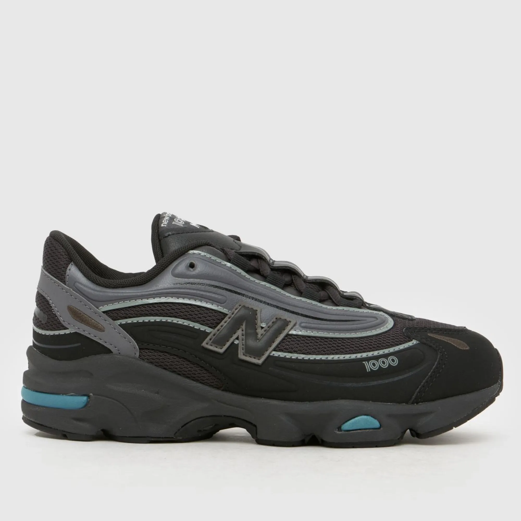 New Balance Kids 1000 Lace in Black/Grey Synthetic