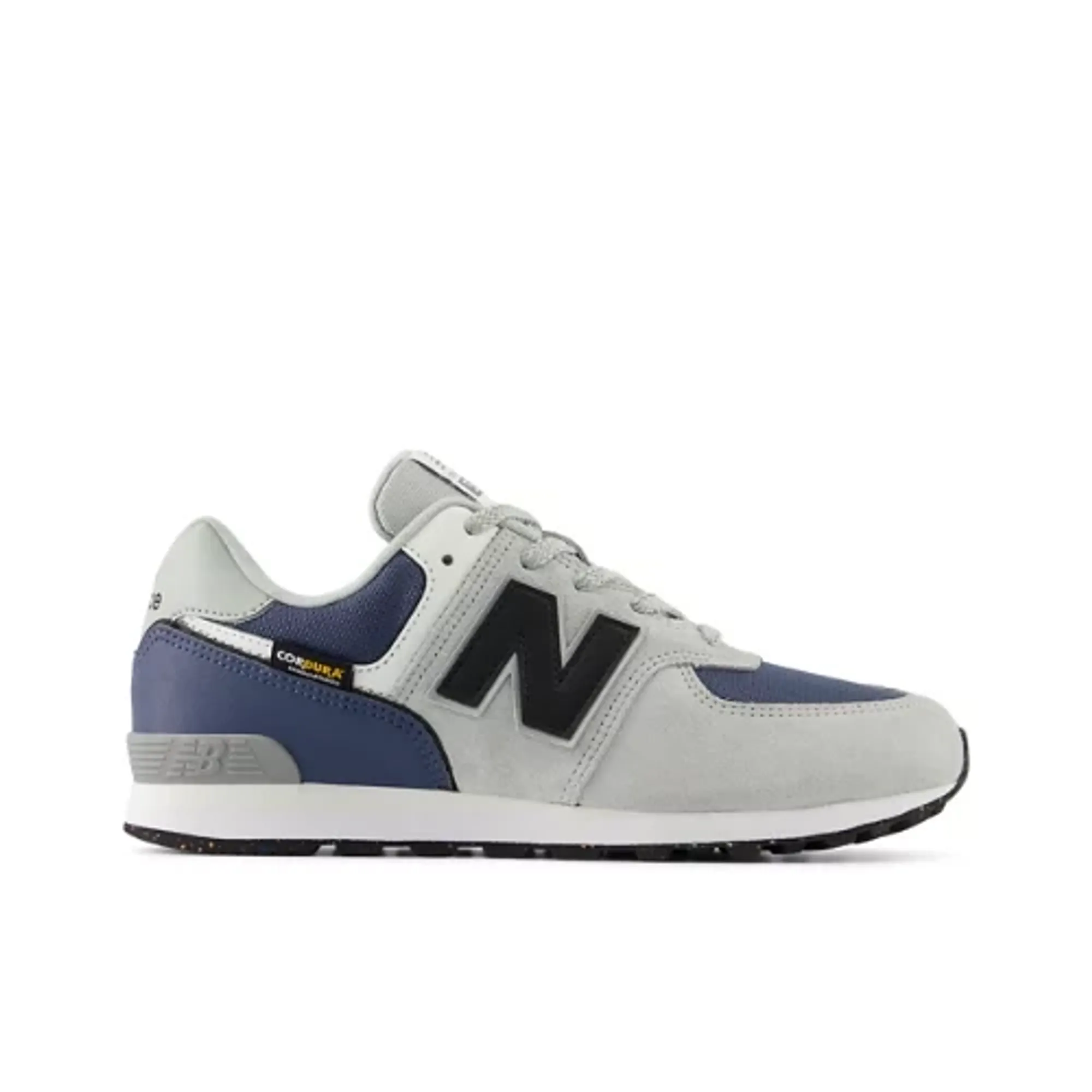 New Balance Kids 574 Lace in Grey/Blue Leather