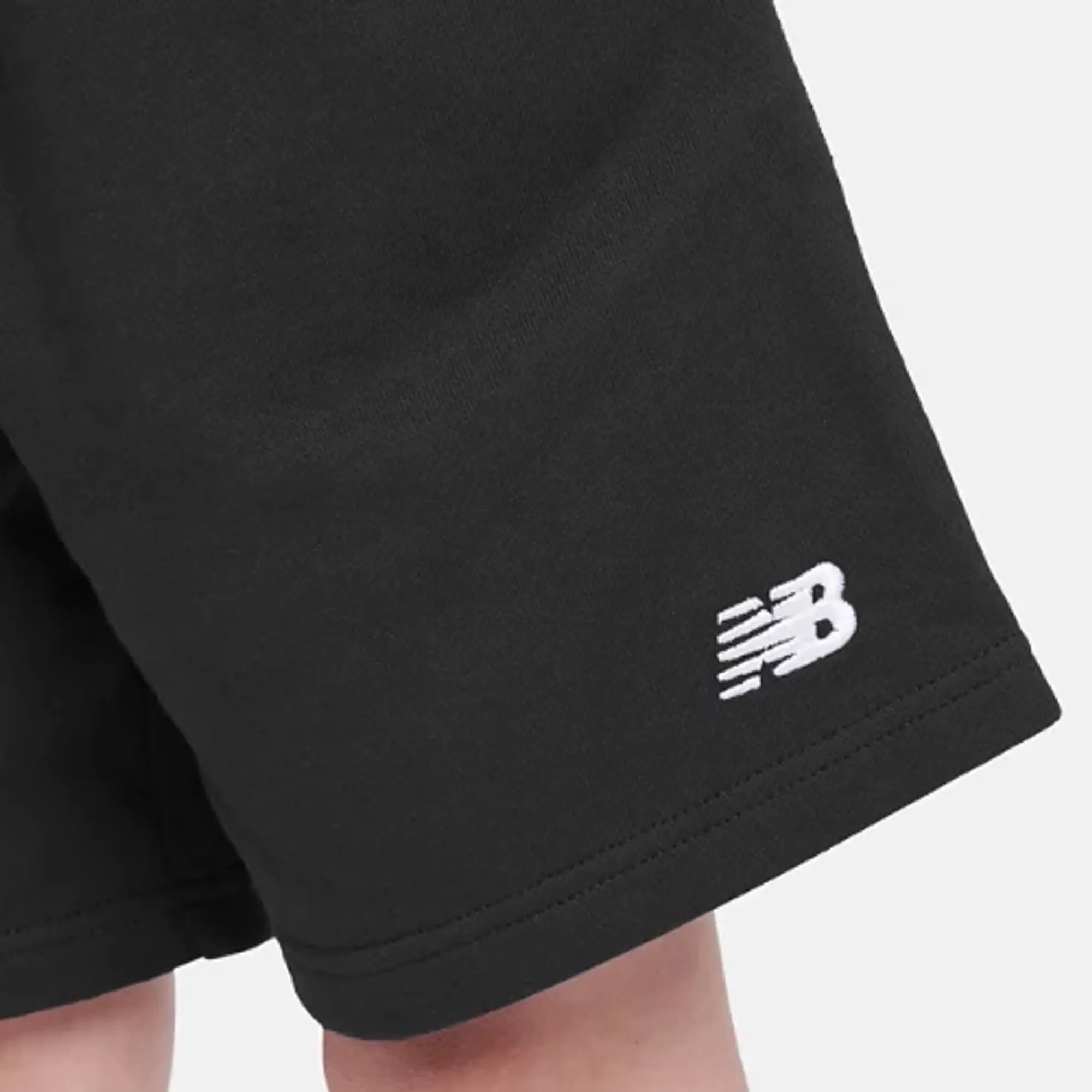 New Balance Boys French Terry Small Logo Short in Black Cotton