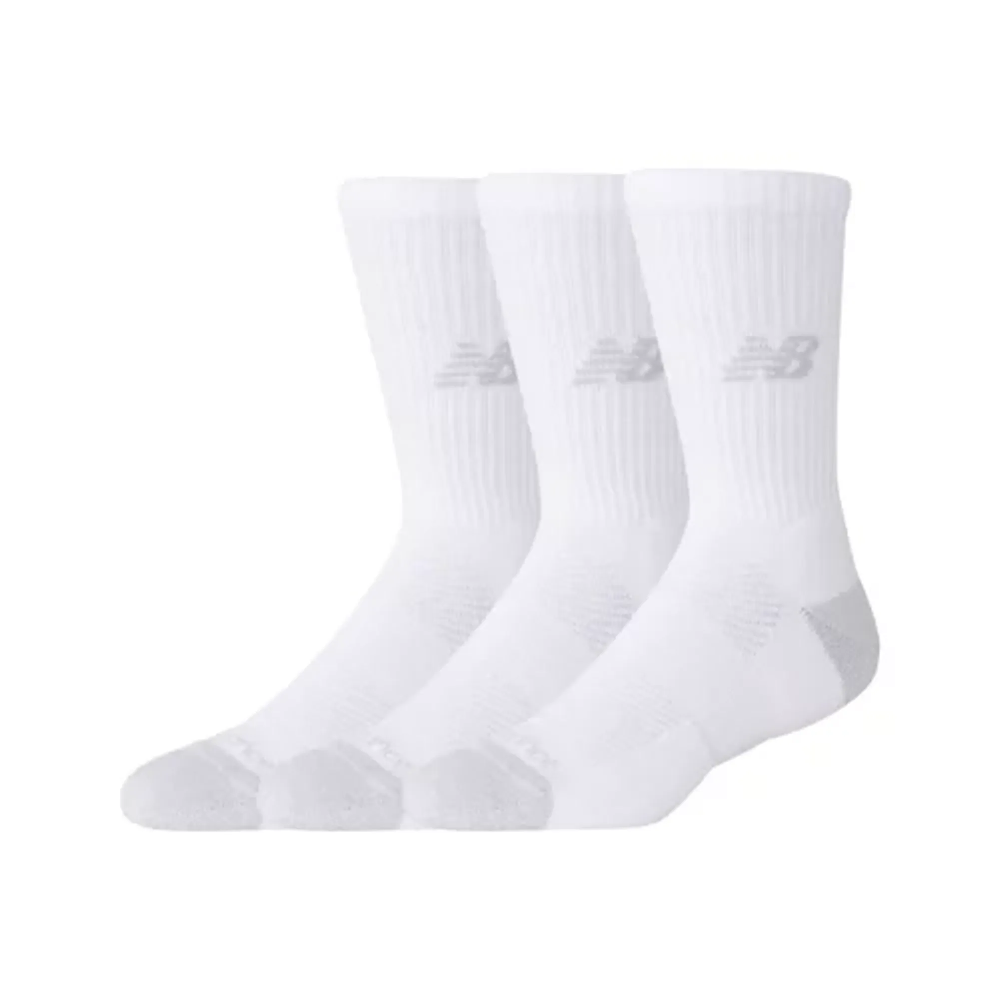 New Balance Unisex Active Crew Socks 3 Pack in Beige/Brown/Grey Polyester