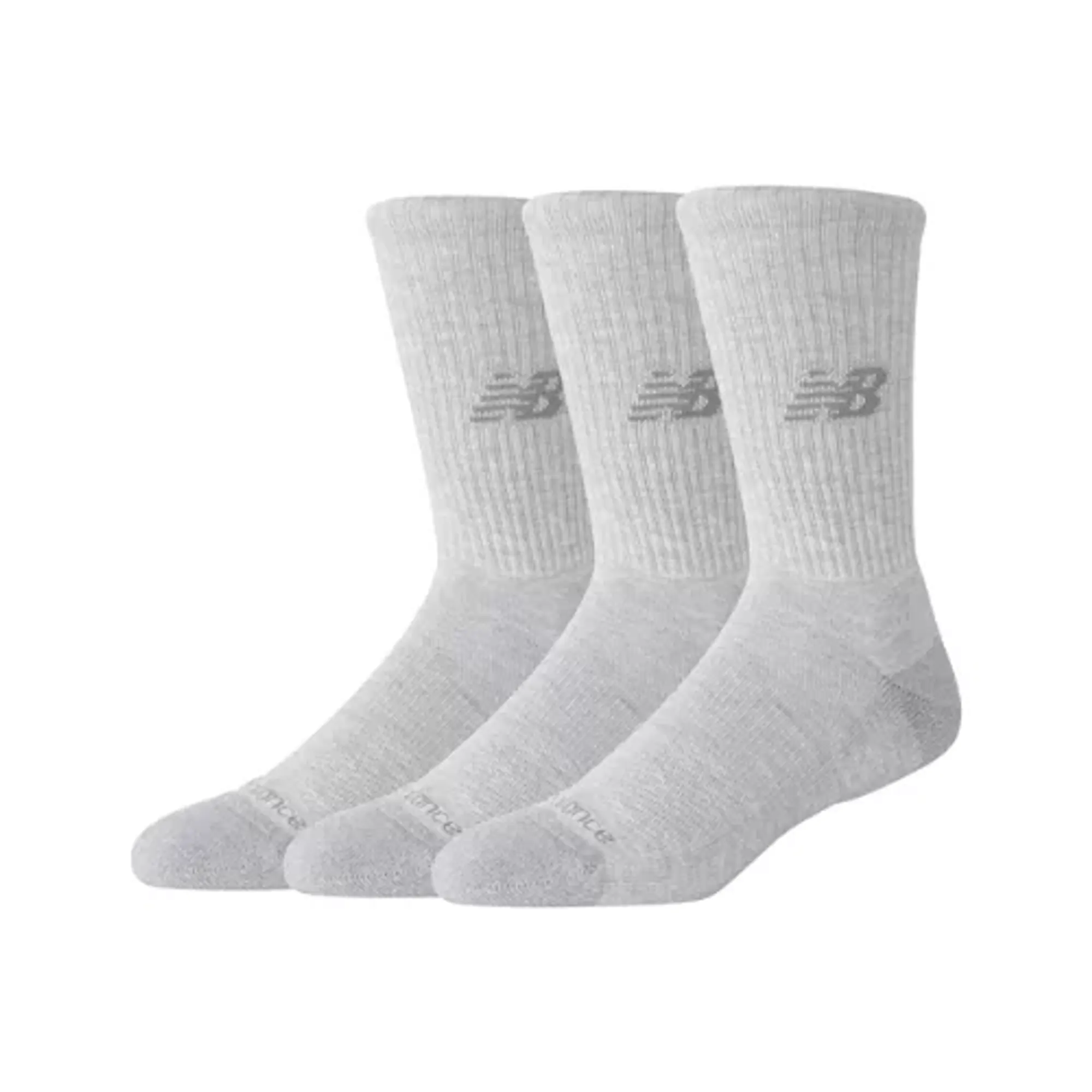 New Balance Unisex Active Crew Socks 3 Pack in Beige/Brown/Grey Polyester