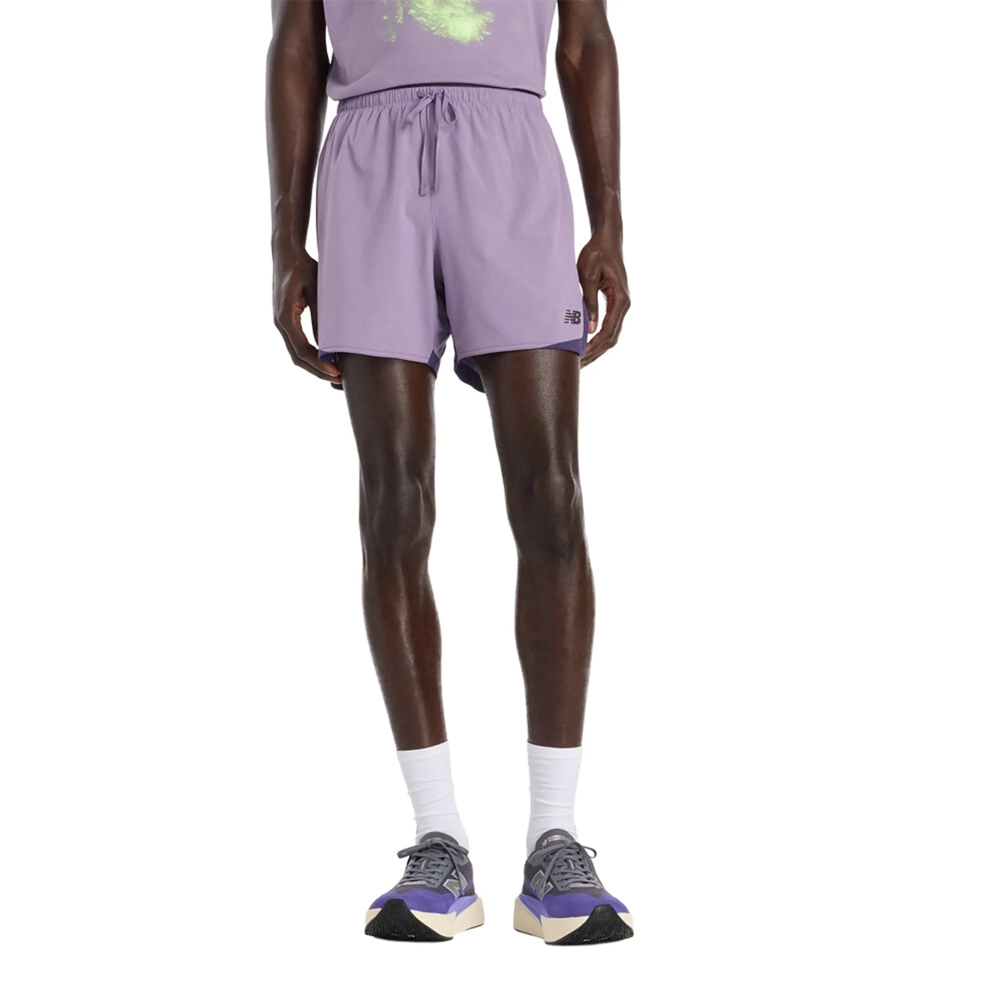 New Balance Men's RC Essential Short 5" in Purple/Grey Polywoven