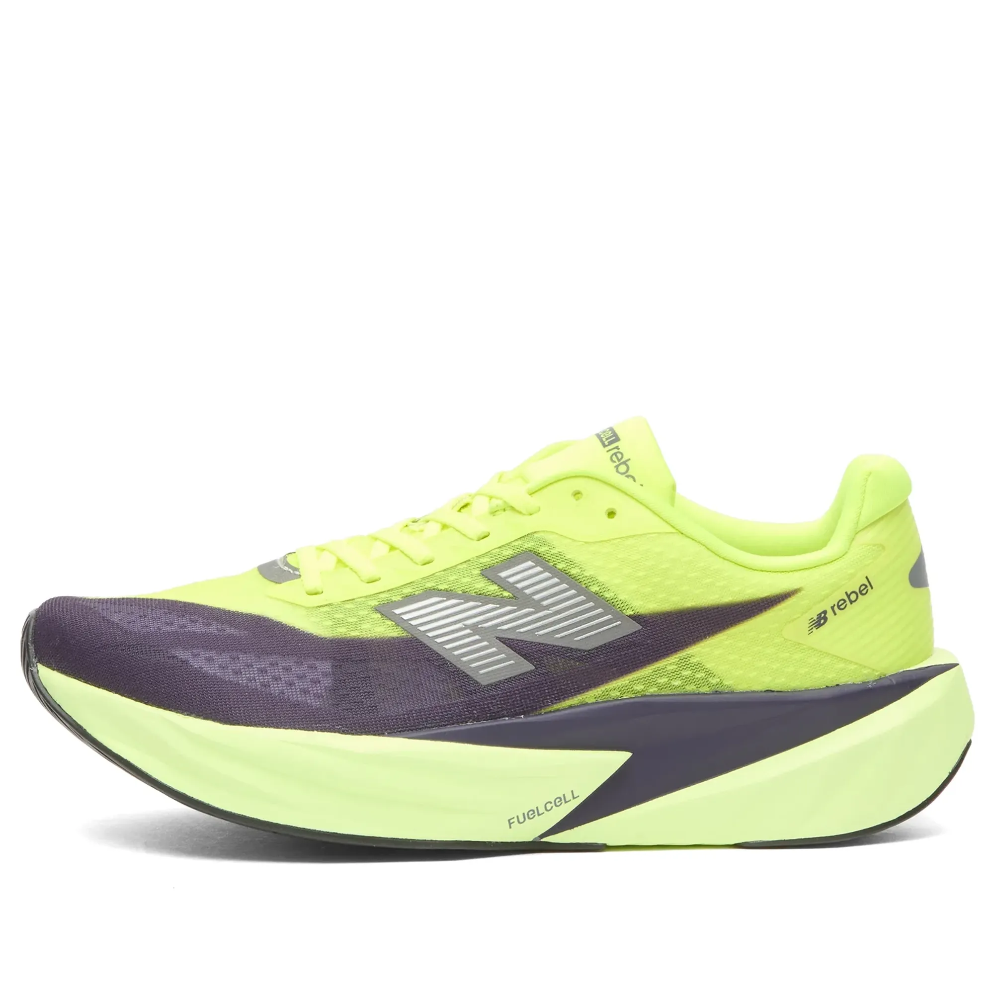 New Balance Men's FuelCell Rebel v5 in Green/Purple/Grey Synthetic