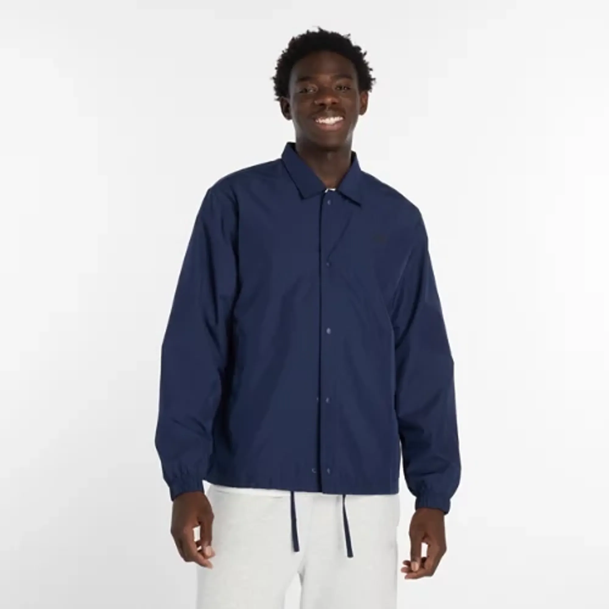New Balance Men's Lightweight Coaches Jacket in Blue Nylon Woven