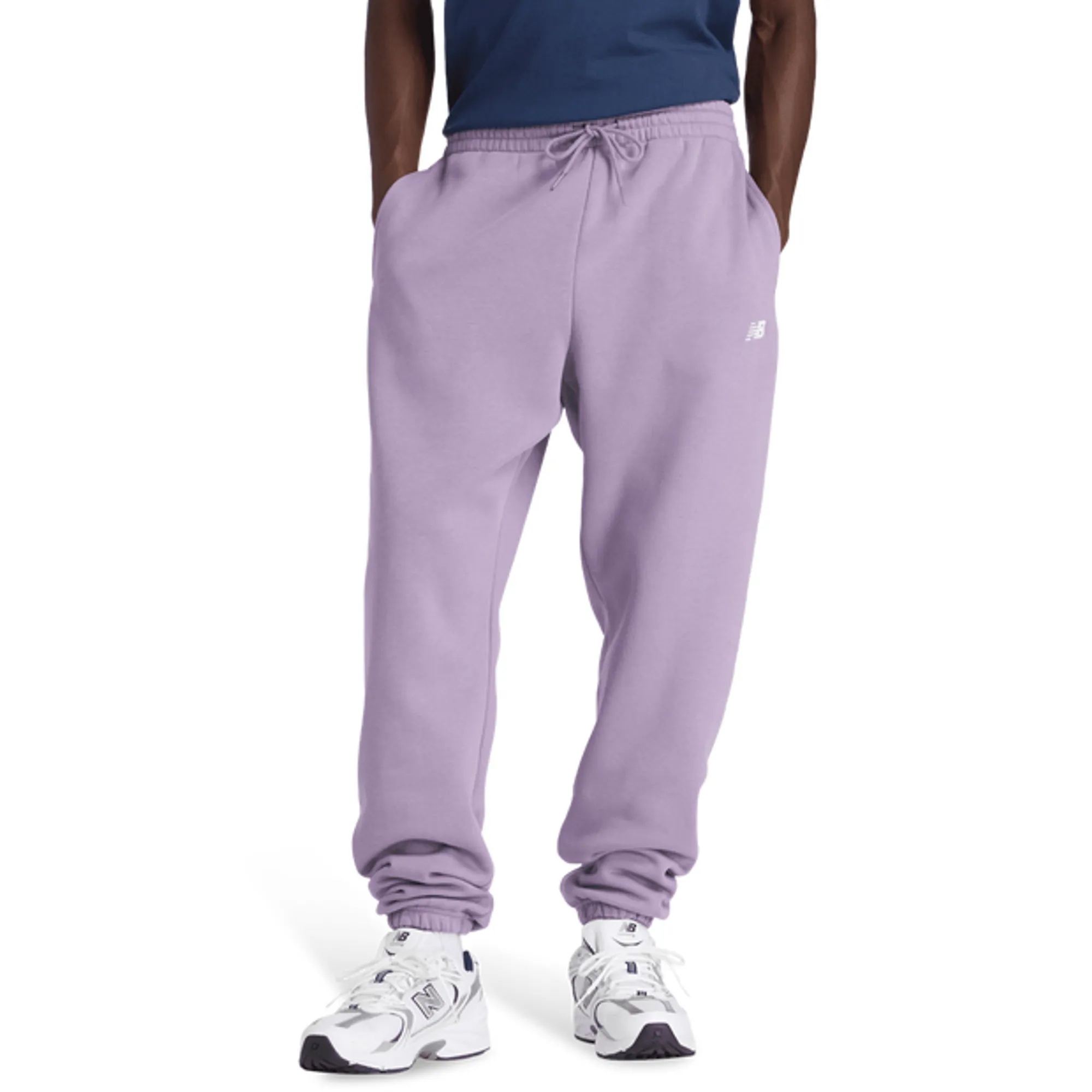 New Balance Men's Sport Essentials Fleece Jogger in Purple/White Cotton