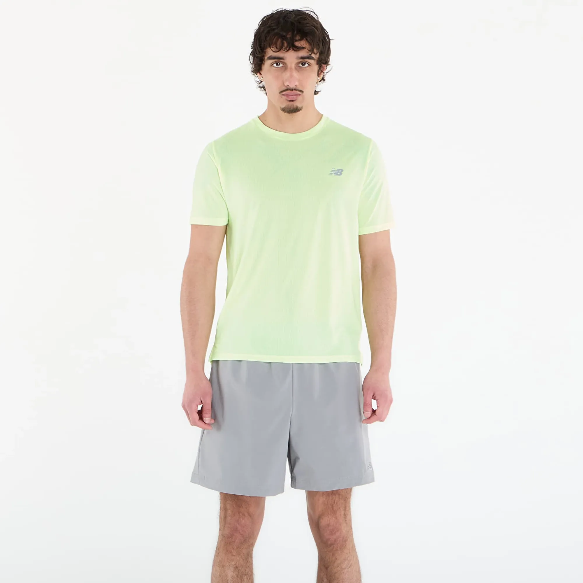 New Balance Men's RC Essential T-Shirt in Green/Grey Poly Knit