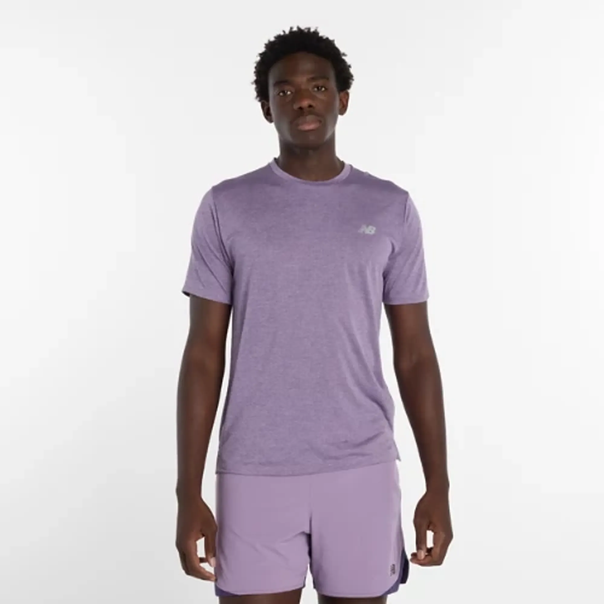New Balance Men's RC Essential T-Shirt in Purple/Grey Poly Knit