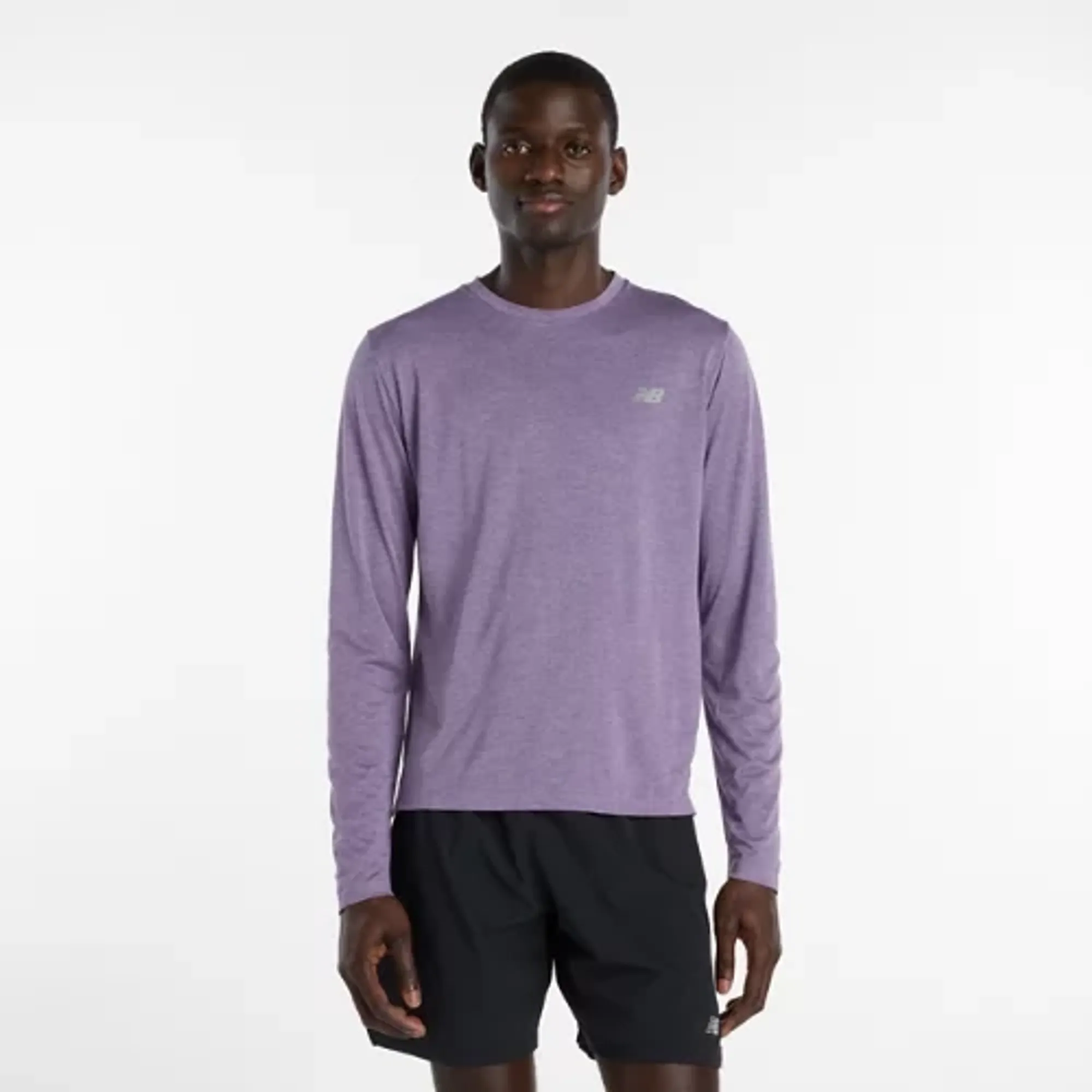 New Balance Men's RC Essential Long Sleeve in Purple/Grey Poly Knit