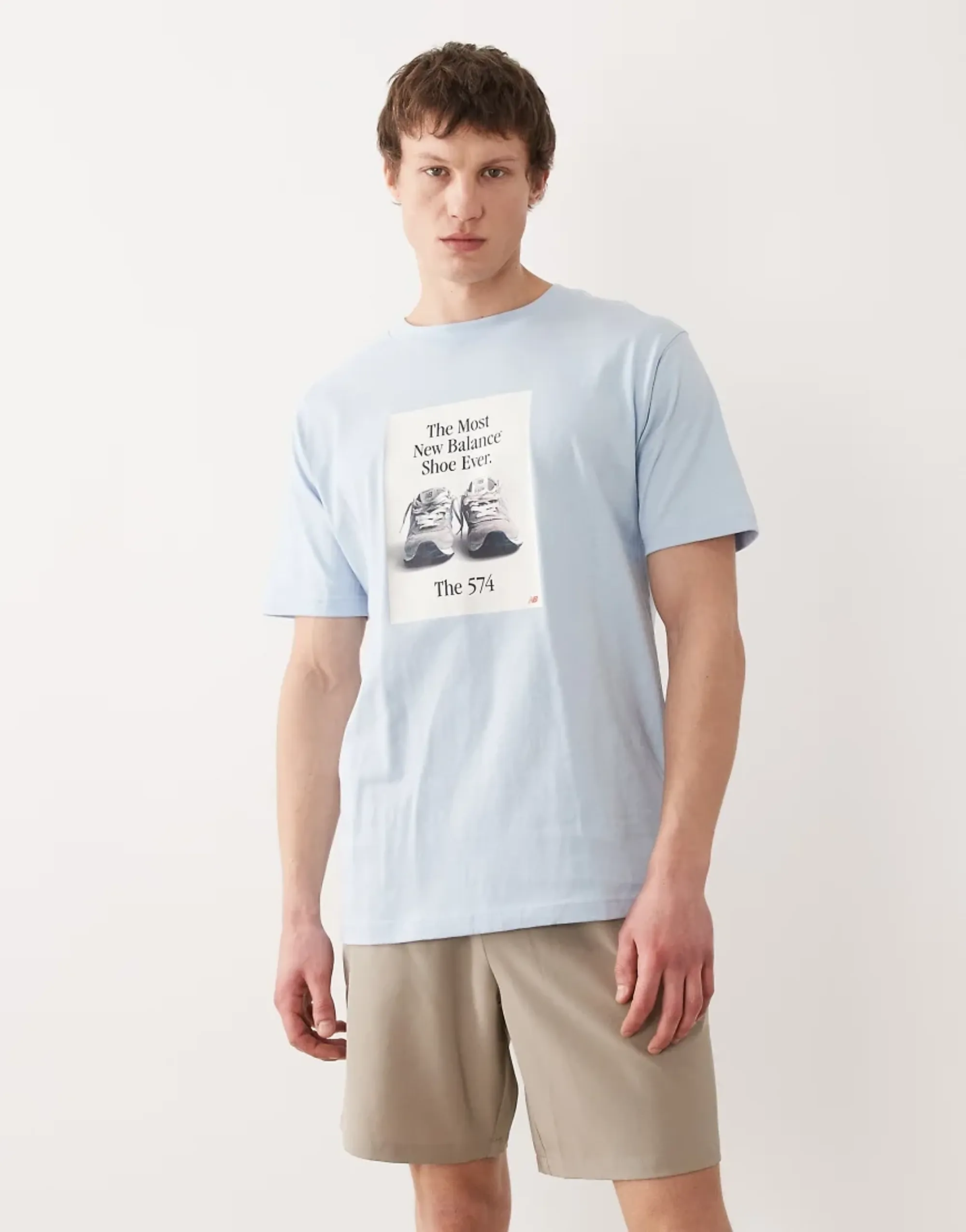 New Balance Men's 574 Ad T-Shirt in Blue Cotton