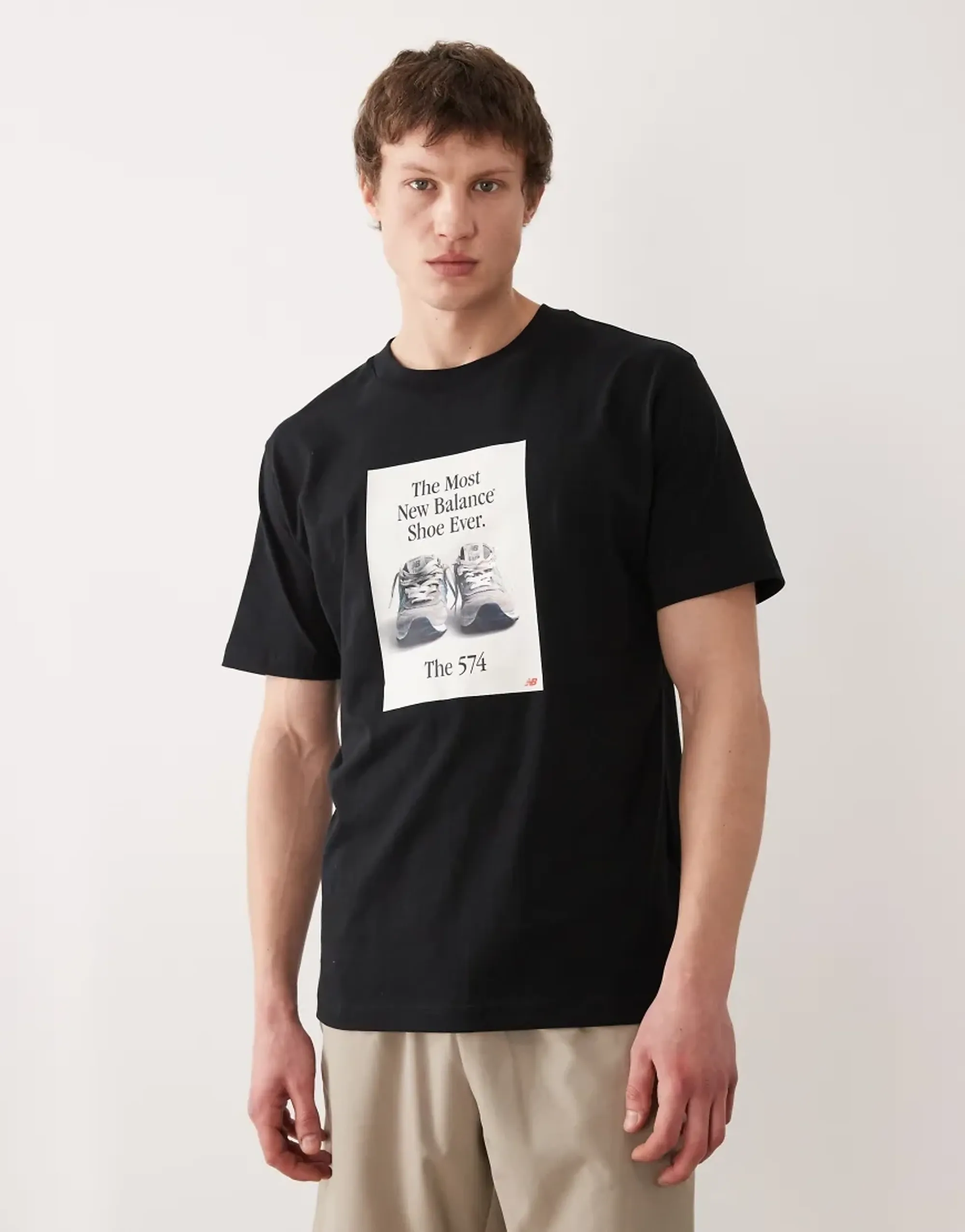 New Balance Men's 574 Ad T-Shirt in Black Cotton