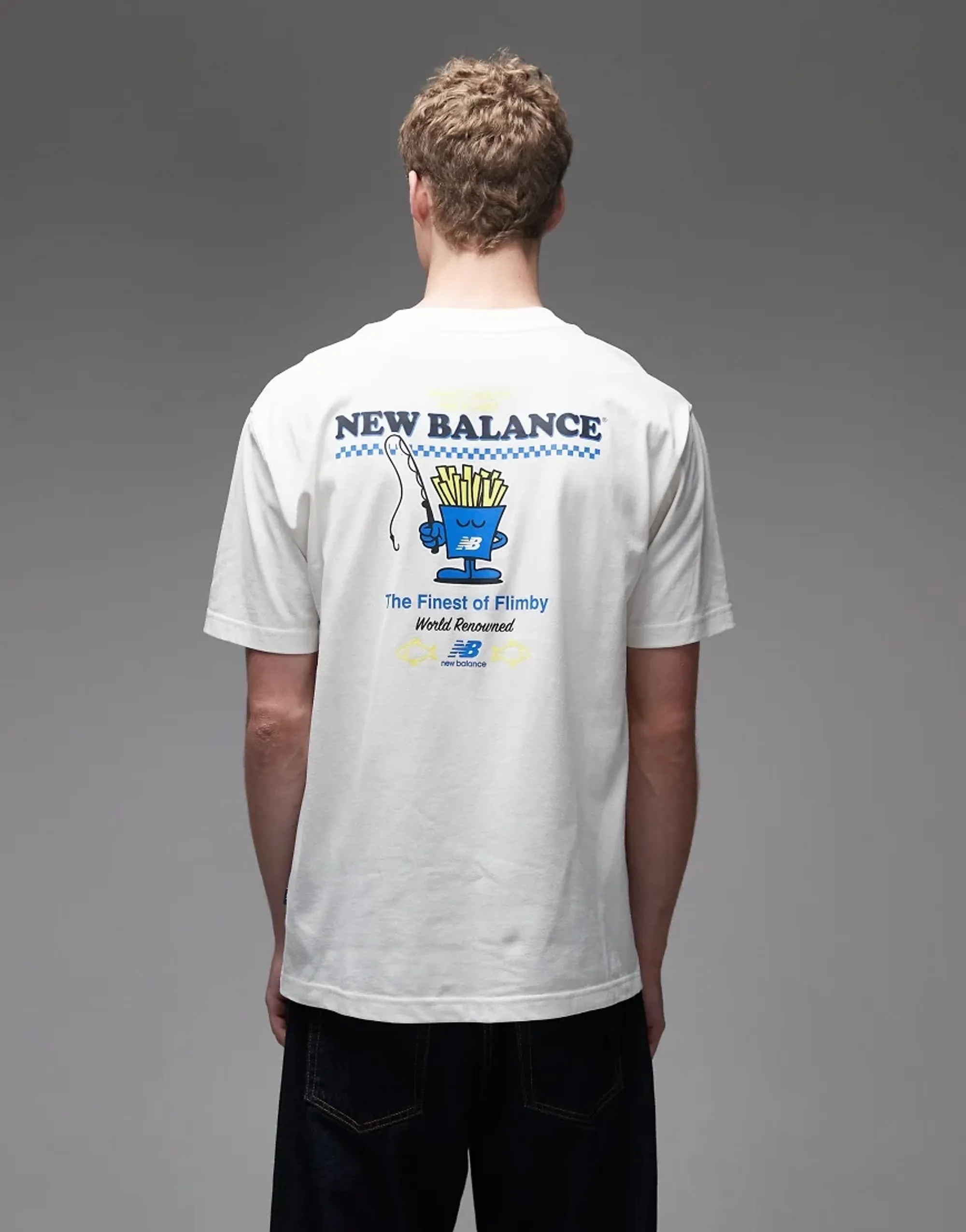 New Balance Men's Fish and Chips T-Shirt in White Cotton