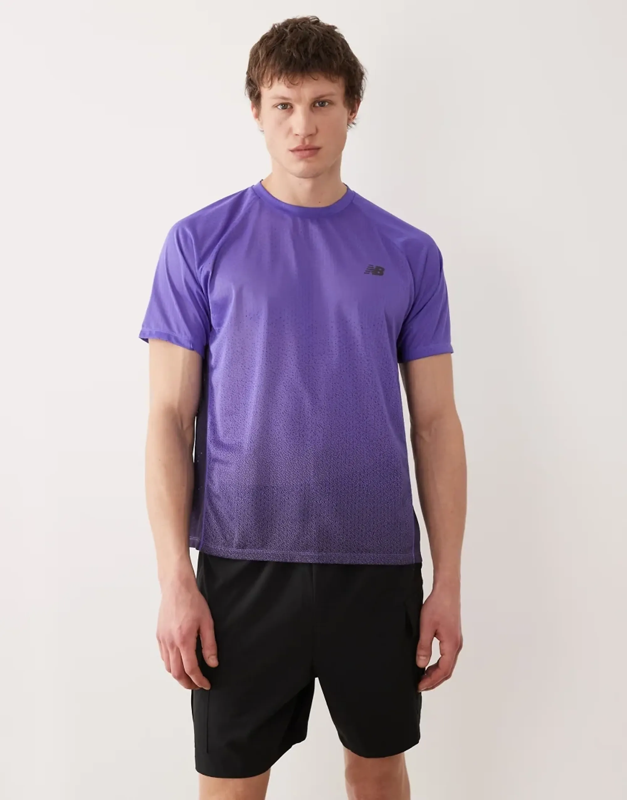 New Balance Men's Viz-Tech Run T-Shirt in Purple Poly Knit