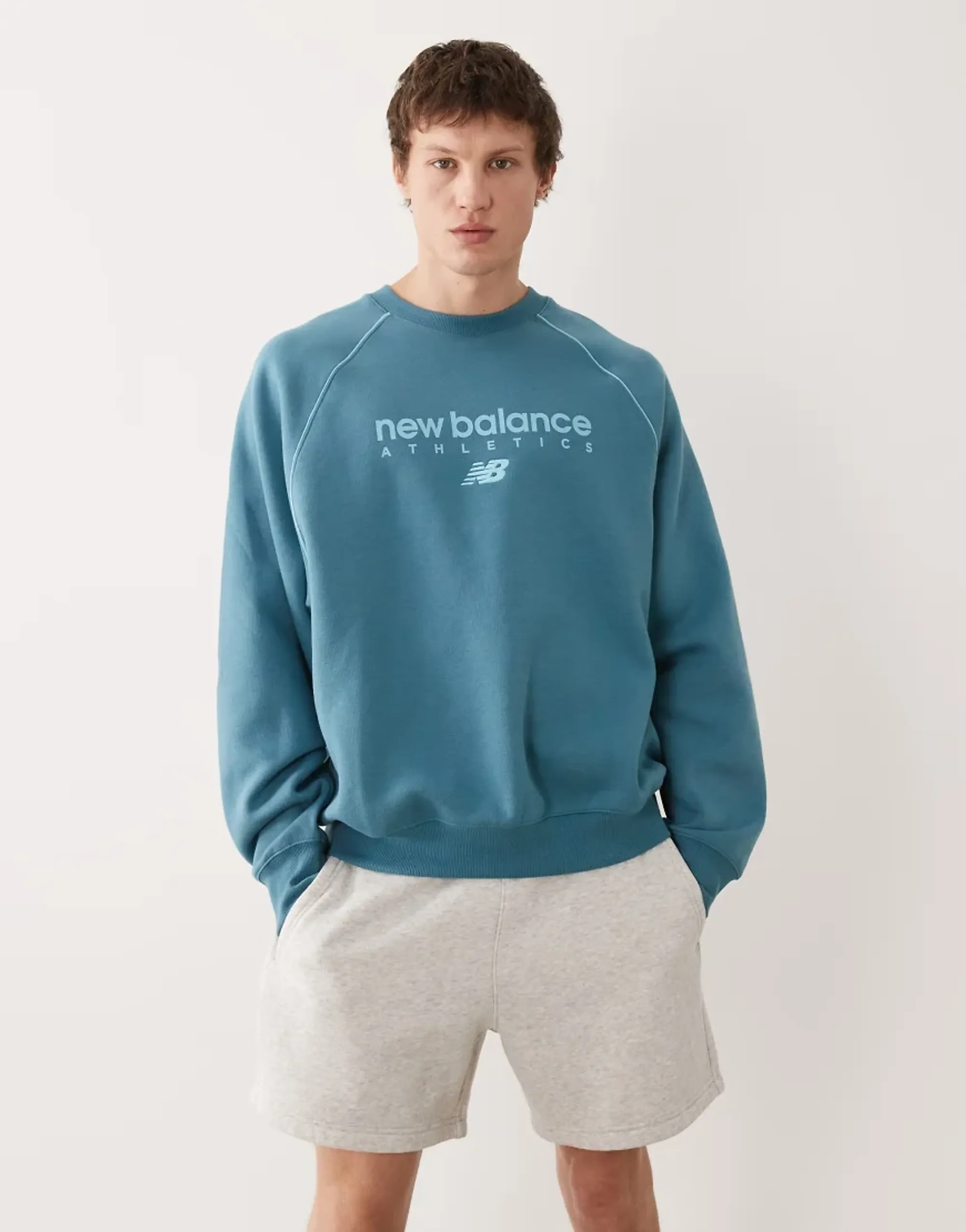 New Balance Men's Trackside Fleece Crew in Blue Poly Fleece