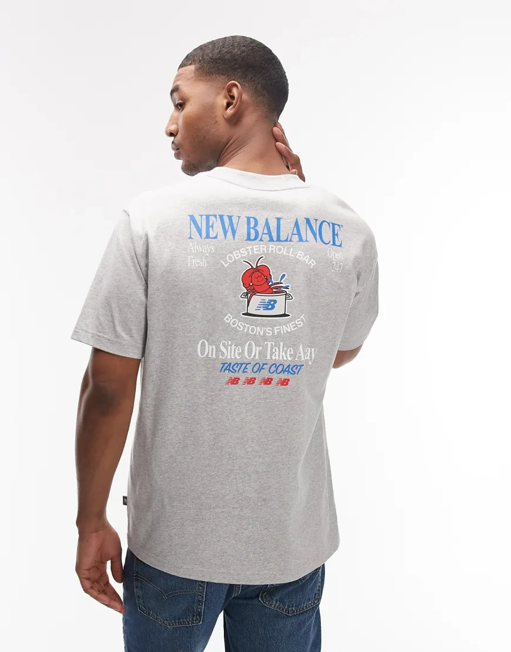 New Balance Men's Lobster Roll T-Shirt in Grey Cotton