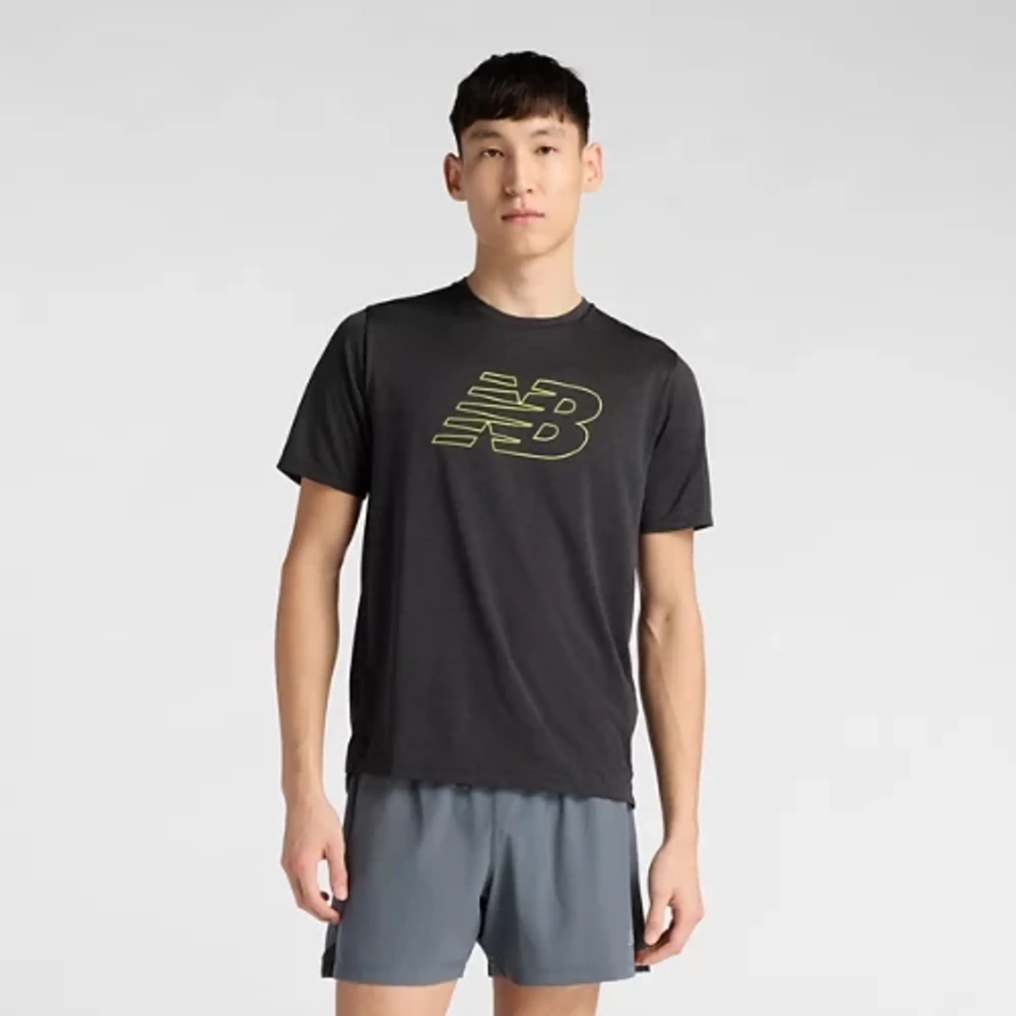 New Balance Men's RC Essential Graphic T-Shirt V2 in Black/Green Poly Knit