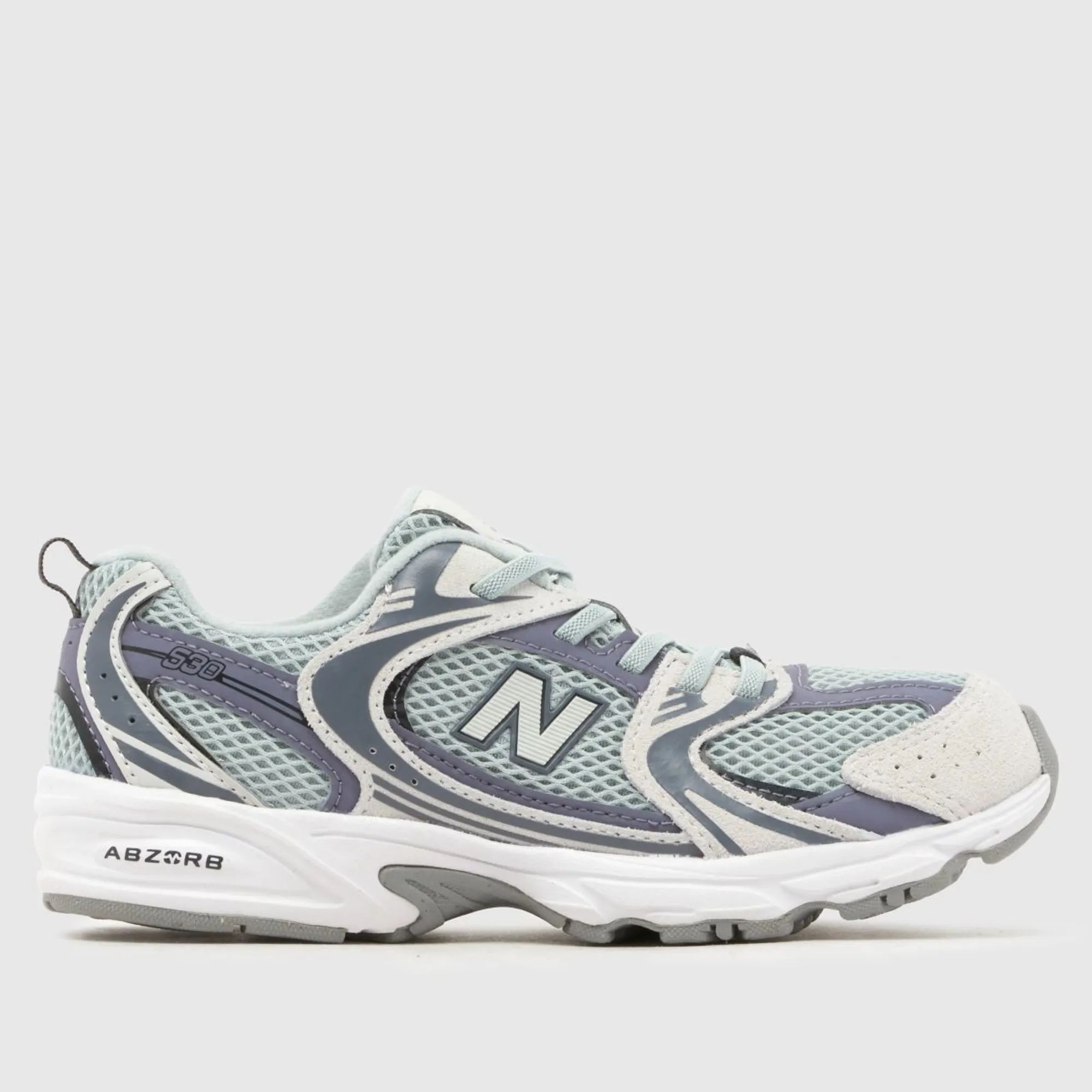 New Balance Kids 530 Bungee Lace in Grey Leather