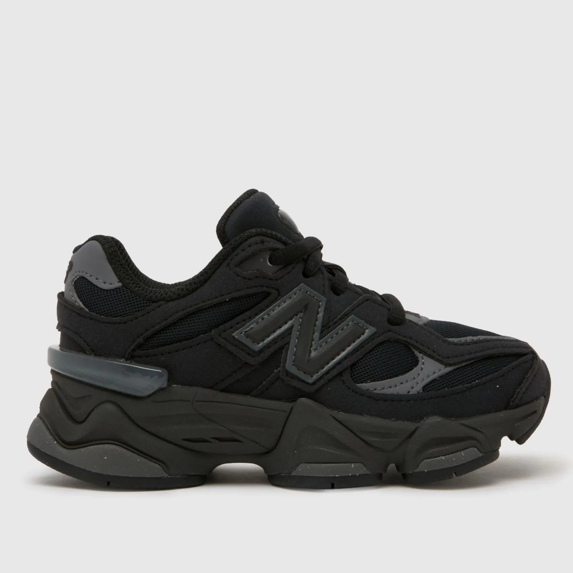 New Balance Kids 9060 Lace in Black/Grey Suede/Mesh