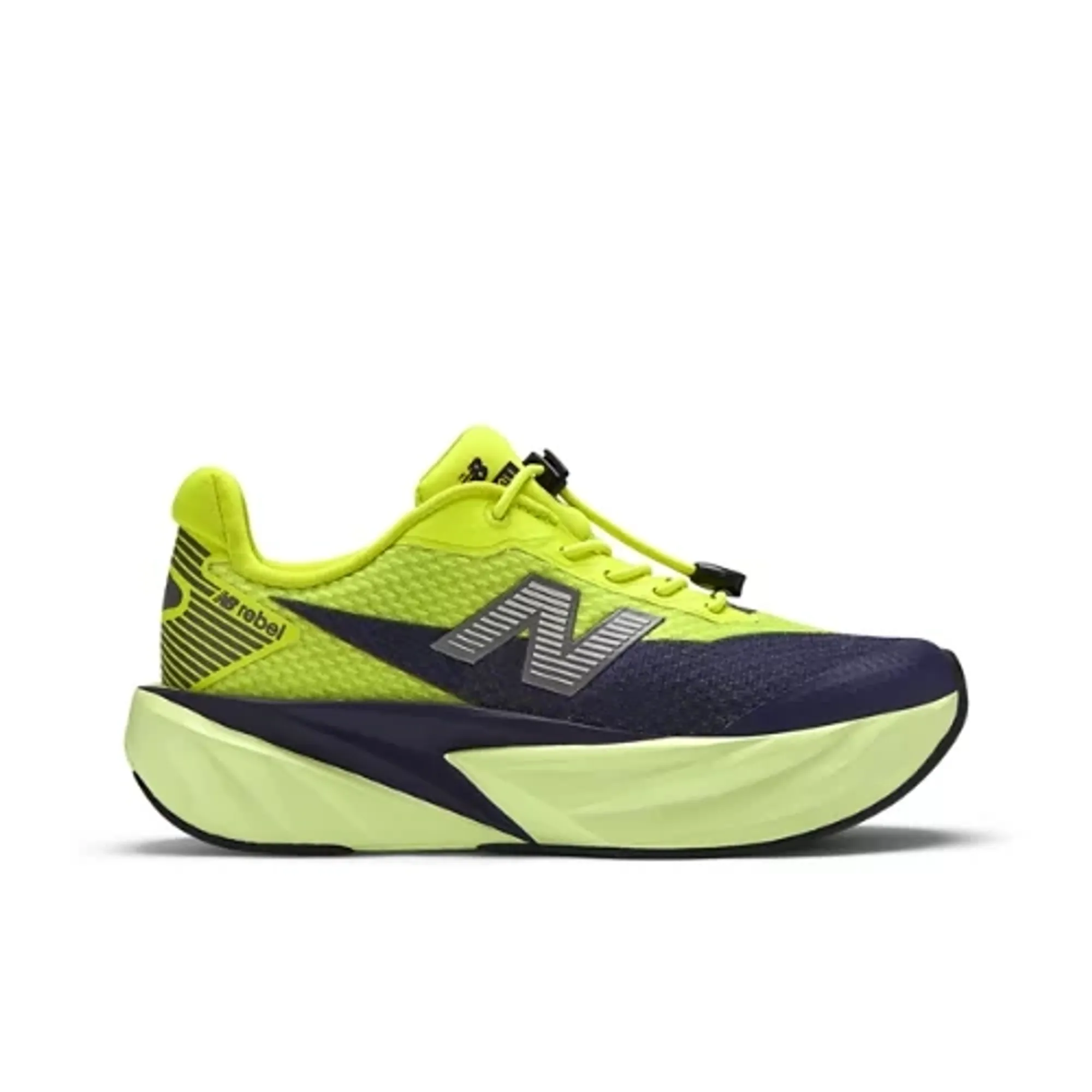 New Balance Kids FuelCell Rebel Bungee Lace w/Toggle in Green/Purple/Grey Synthetic