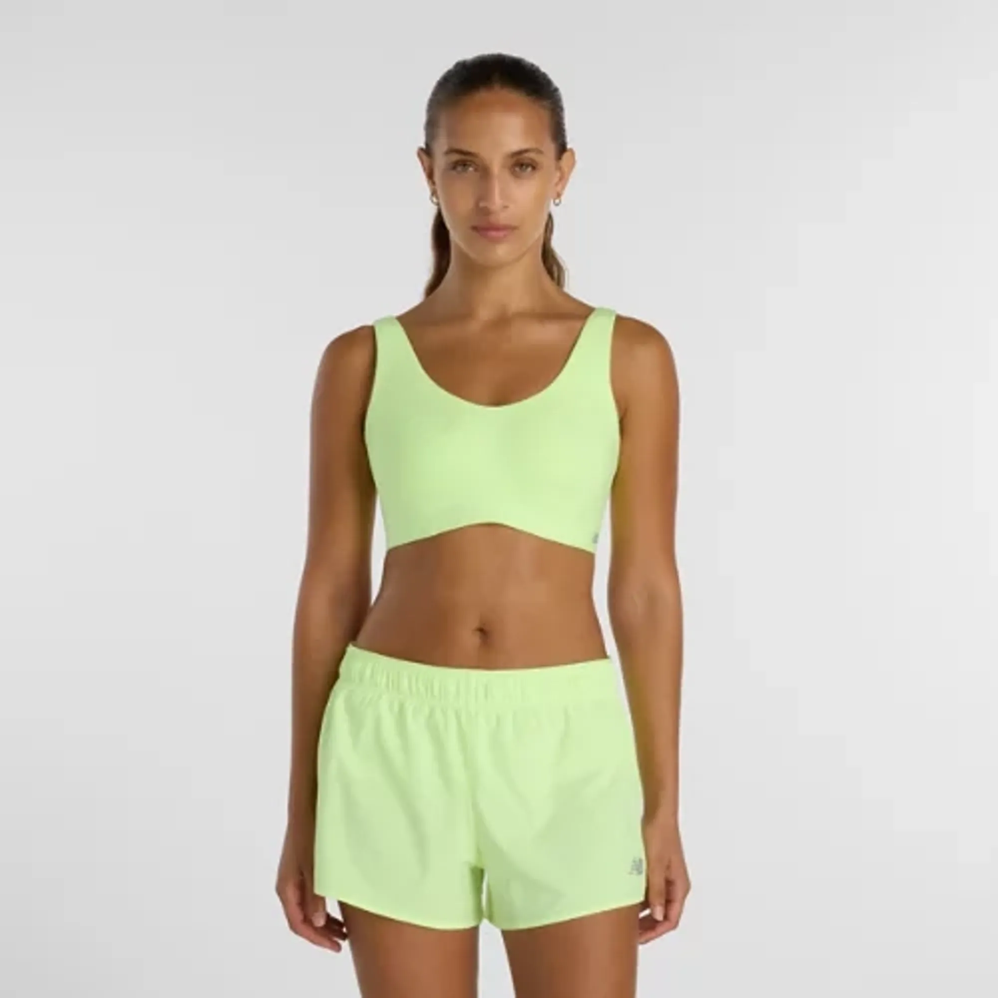 New Balance Women NB RC Bra in Green Poly Knit