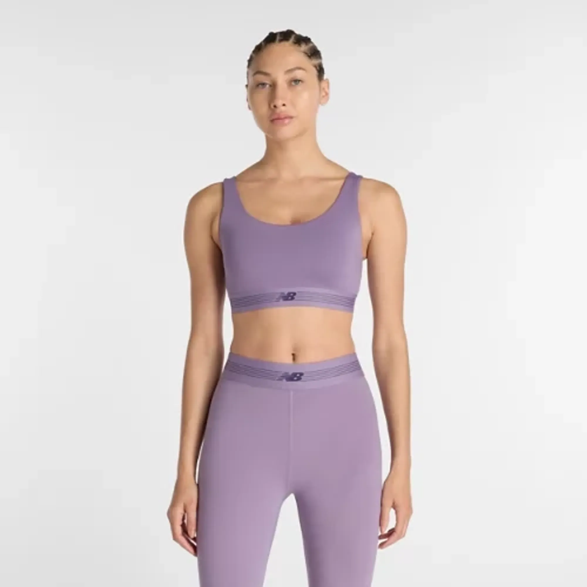 New Balance Women AC Train Bra in Purple Poly Knit