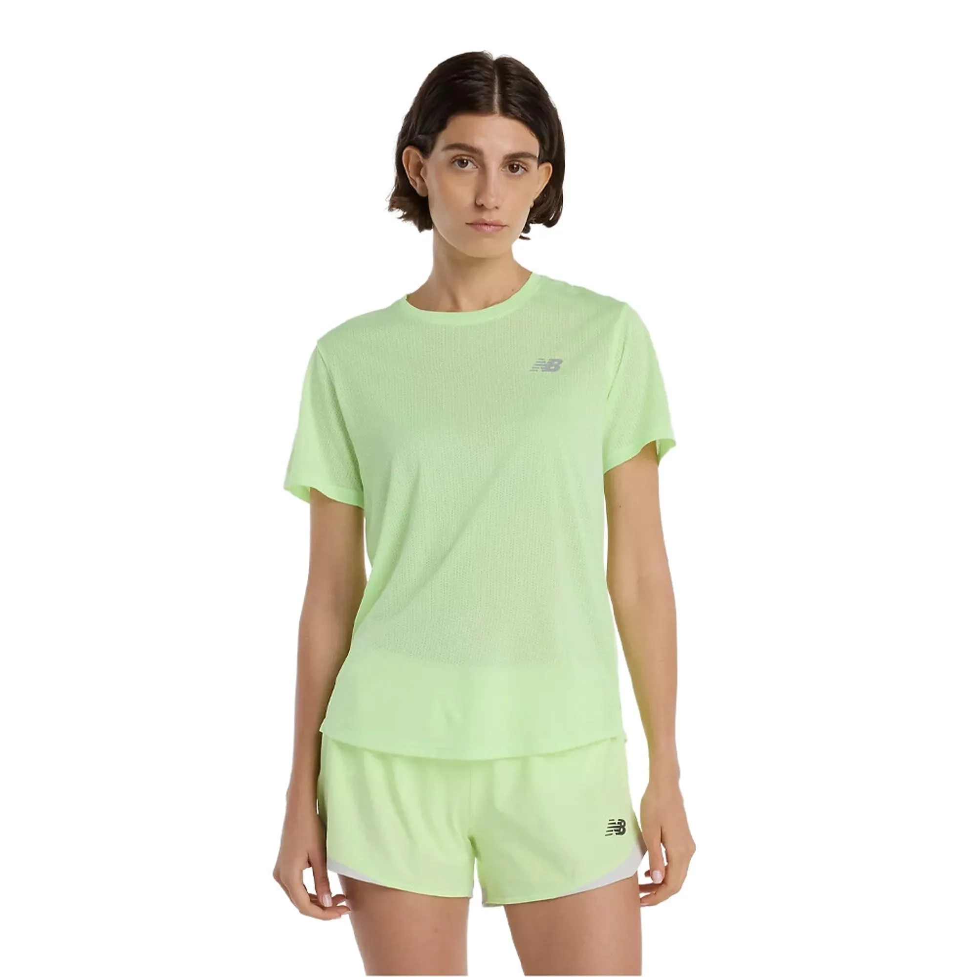 New Balance Women RC Essential T-Shirt in Green Poly Knit