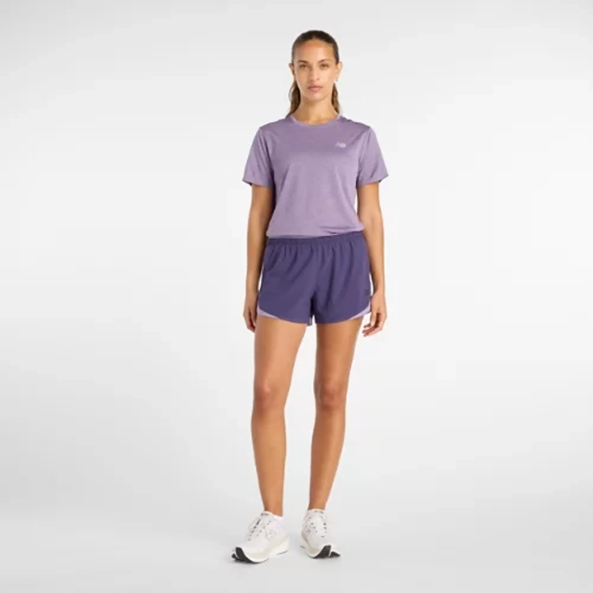 New Balance Women RC Essential T-Shirt in Purple Poly Knit