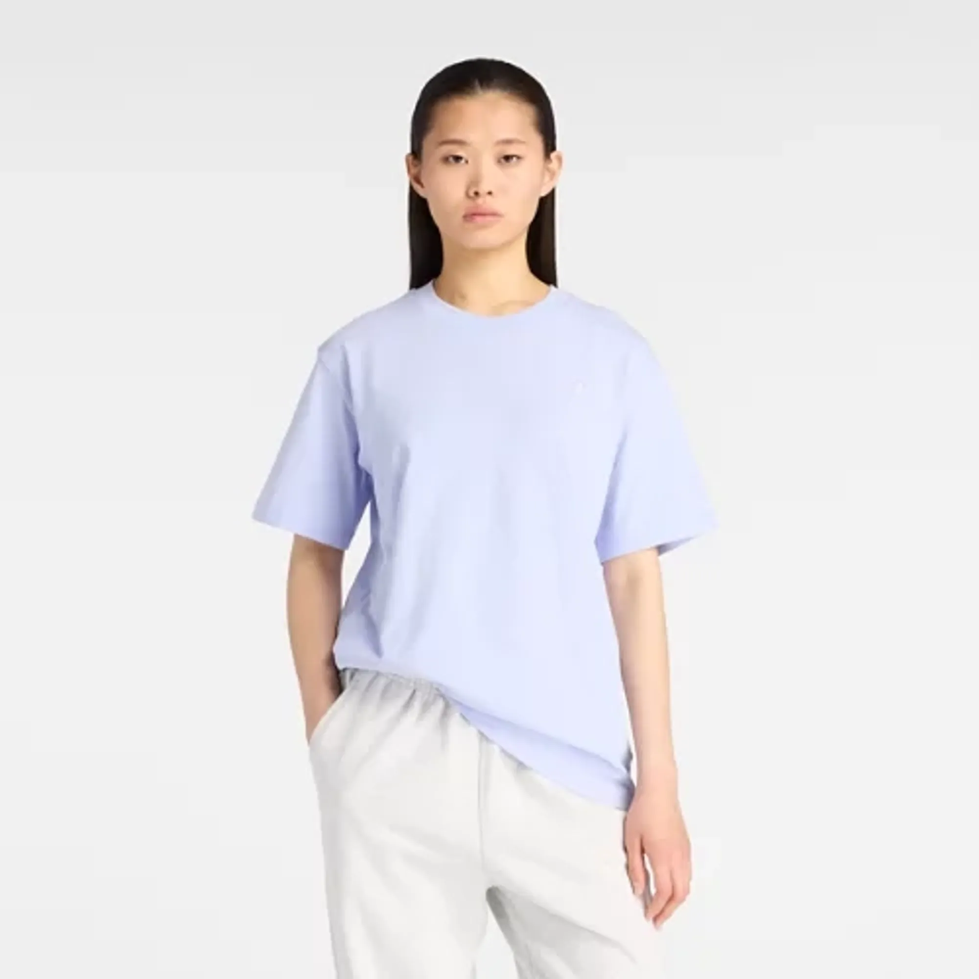 New Balance Women Athletics Jersey T-Shirt in Purple Cotton Jersey