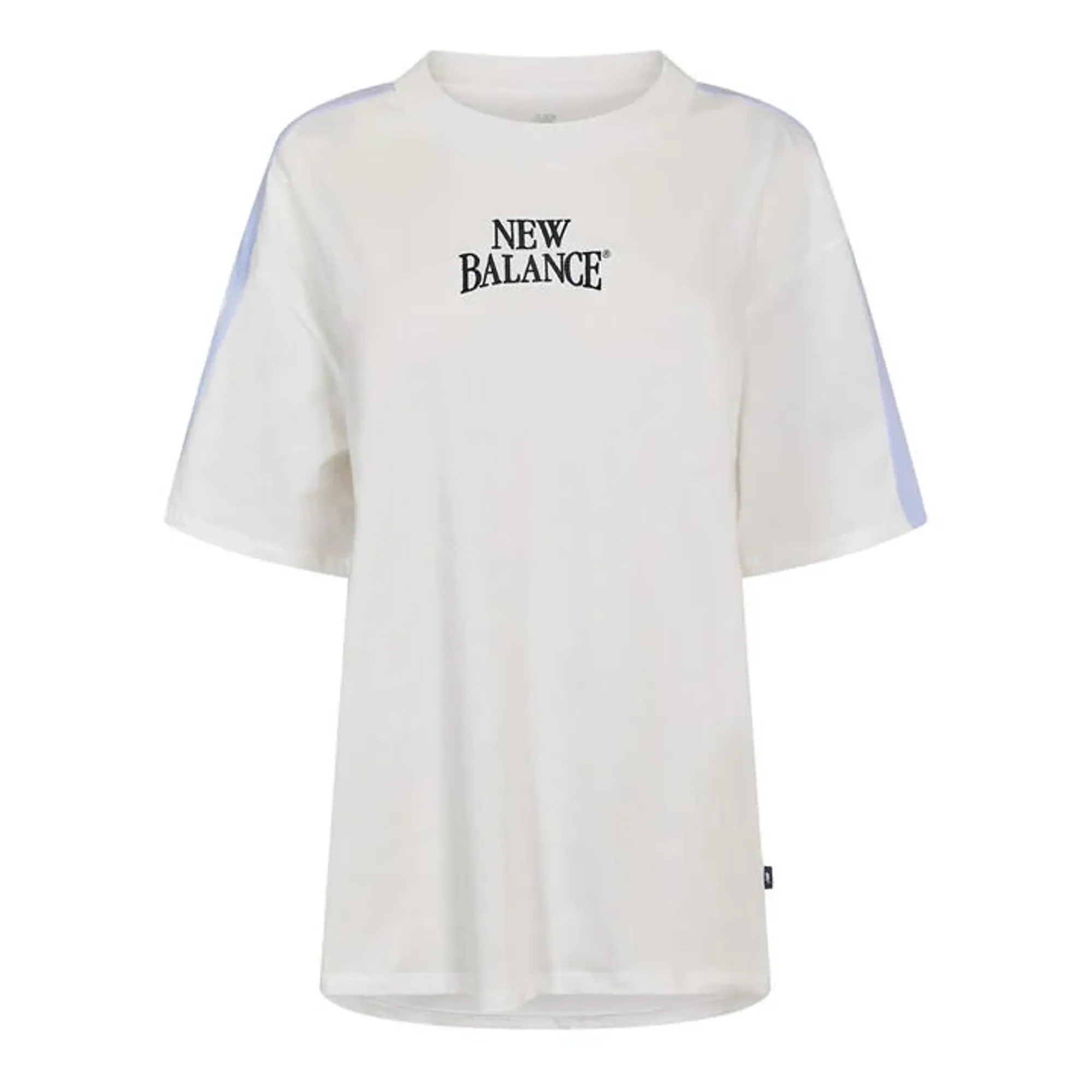 New Balance Women Trackside Oversized T-Shirt in White Cotton Jersey