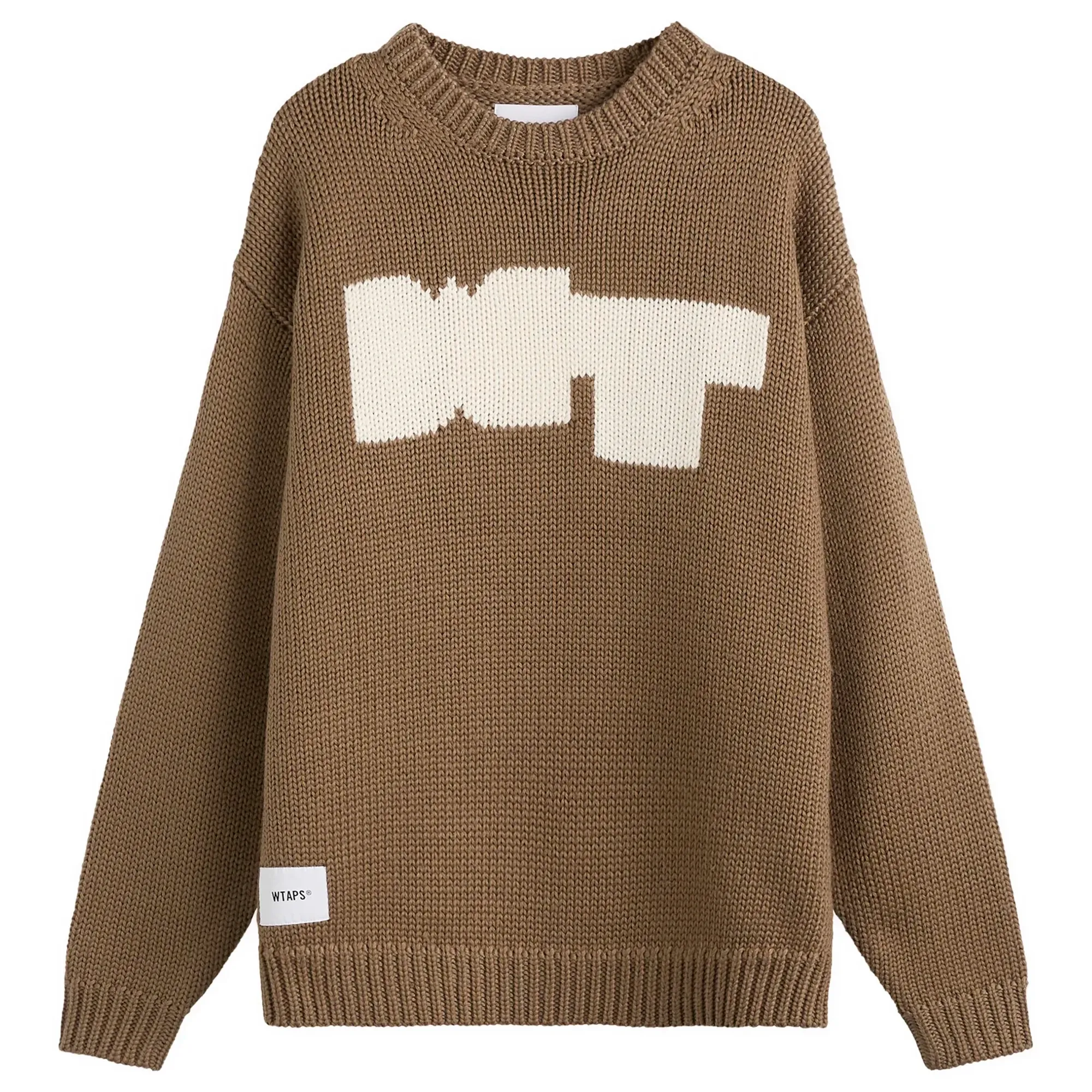 WTAPS Men's Intarsia Knit Sweater Greige