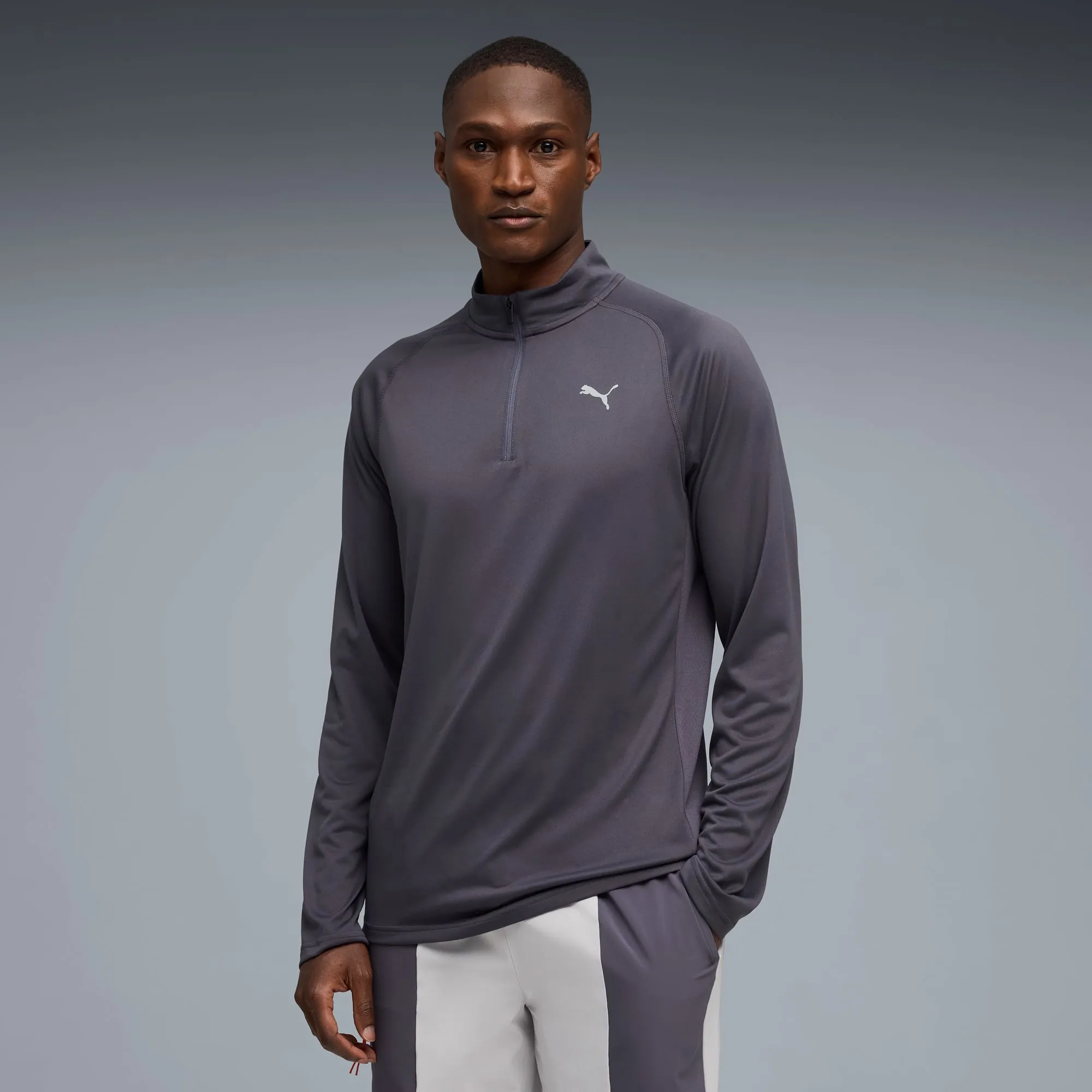 PUMA Pwrtrain Quarter-Zip Training T-Shirt Men, Galactic Grey, size 3XL