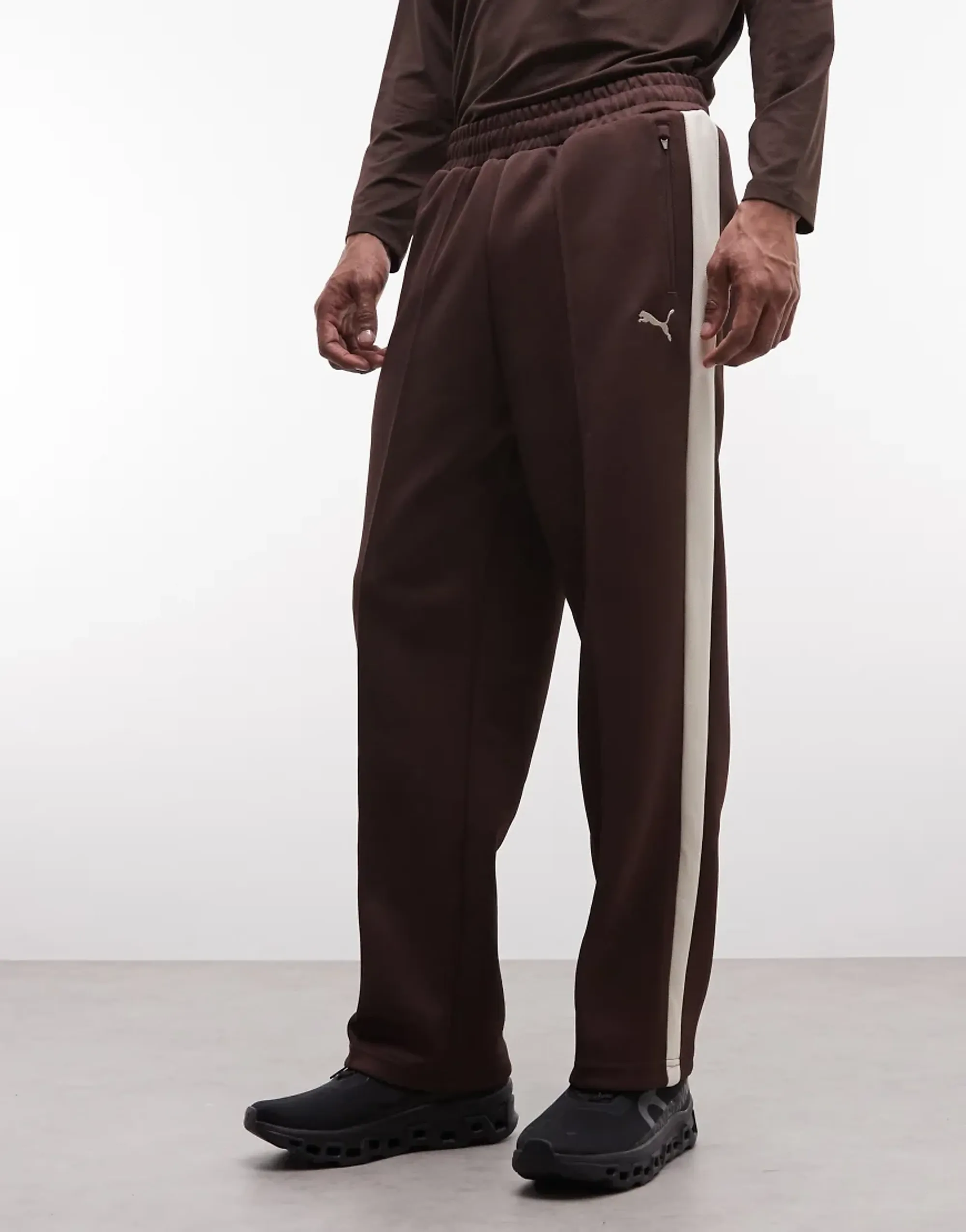 PUMA T7 Always On Relaxed Track Pants Men, Chocolate Brown, size Large