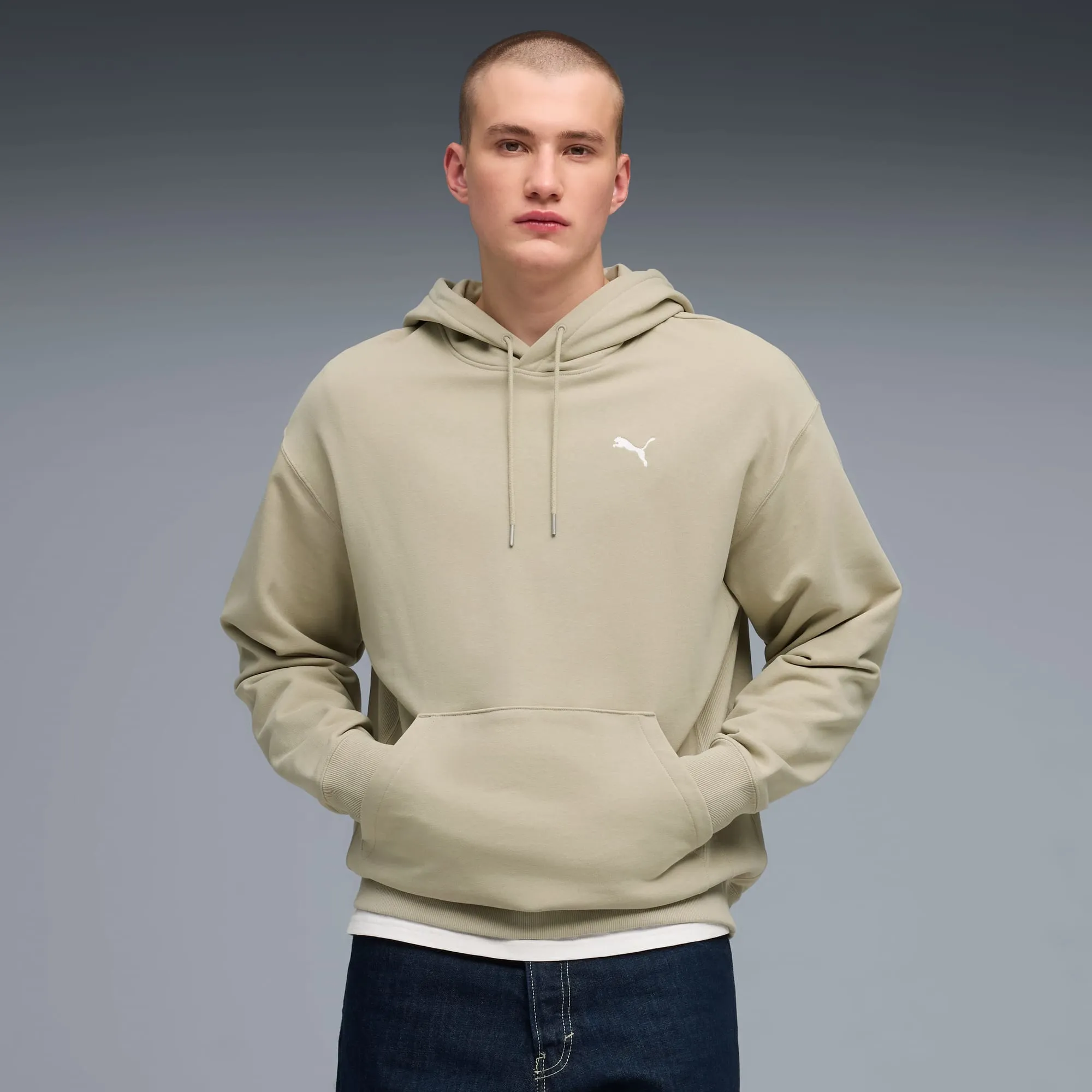 PUMA Wardrobe Ess Relaxed Hoodie Men, Beige, size 3XL