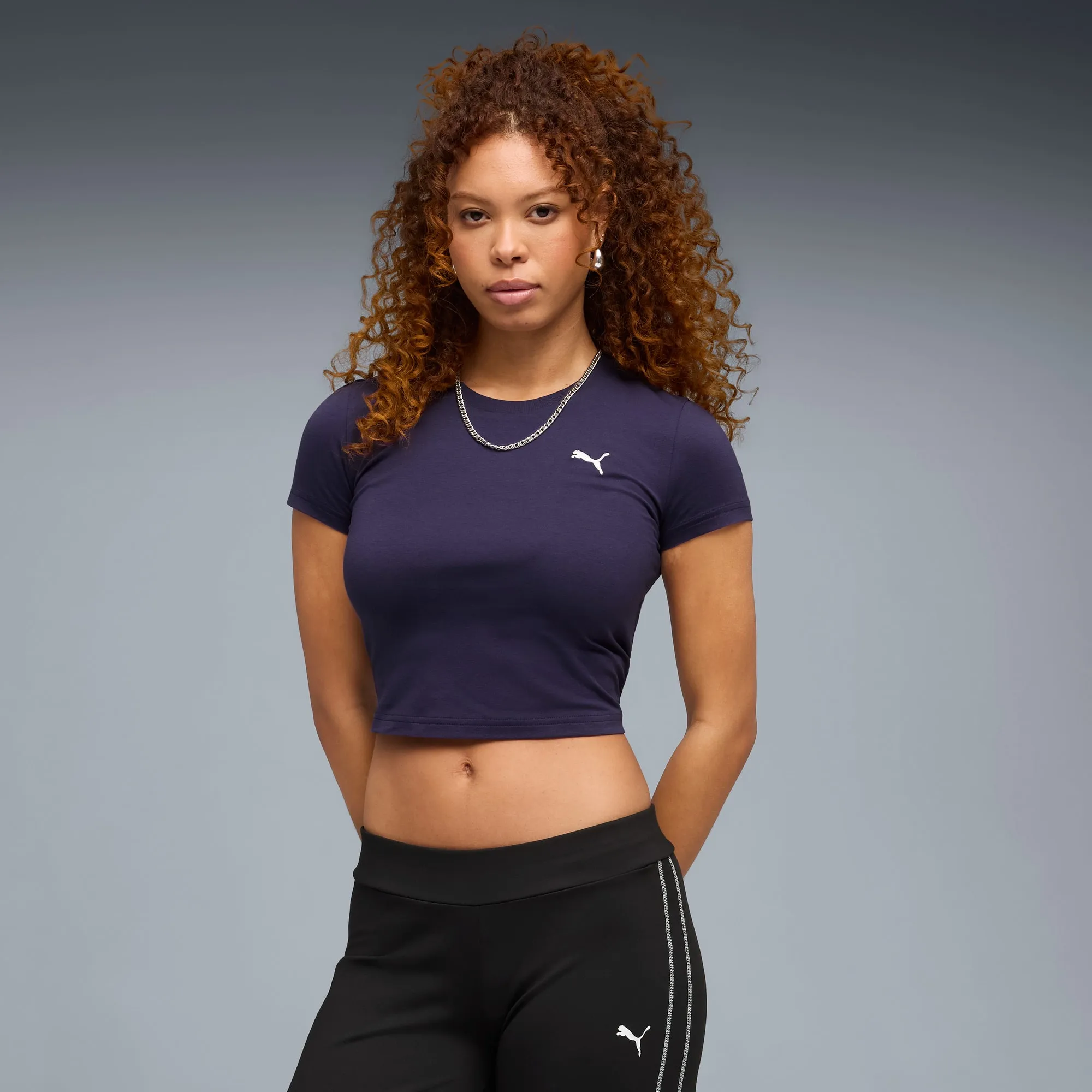 PUMA Wardrobe Essentials Baby T-Shirt Women, Deep Plum, size Large