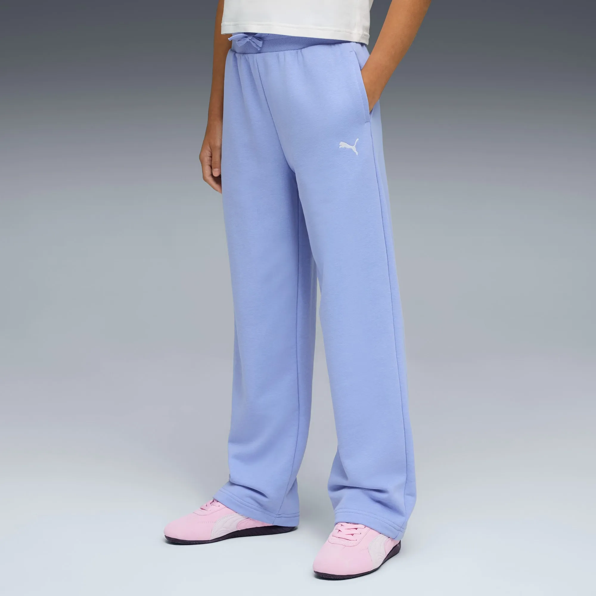 PUMA Wardrobe Essentials Relaxed Wide Leg Sweatpants Youth, Intense Lavender, size 11-12 Youth