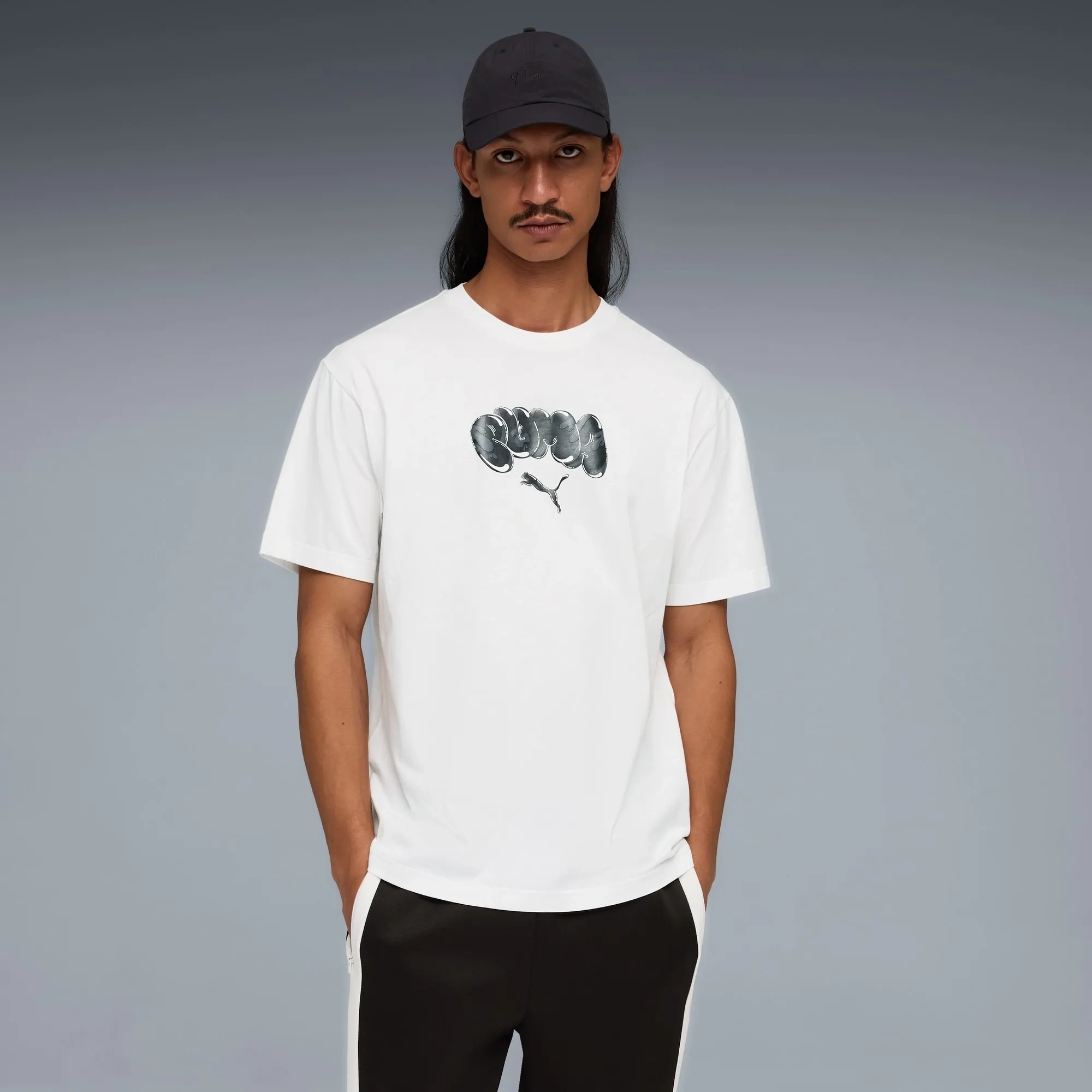 PUMA Graphic Balloon Art Relaxed T-Shirt Men, White, size Large