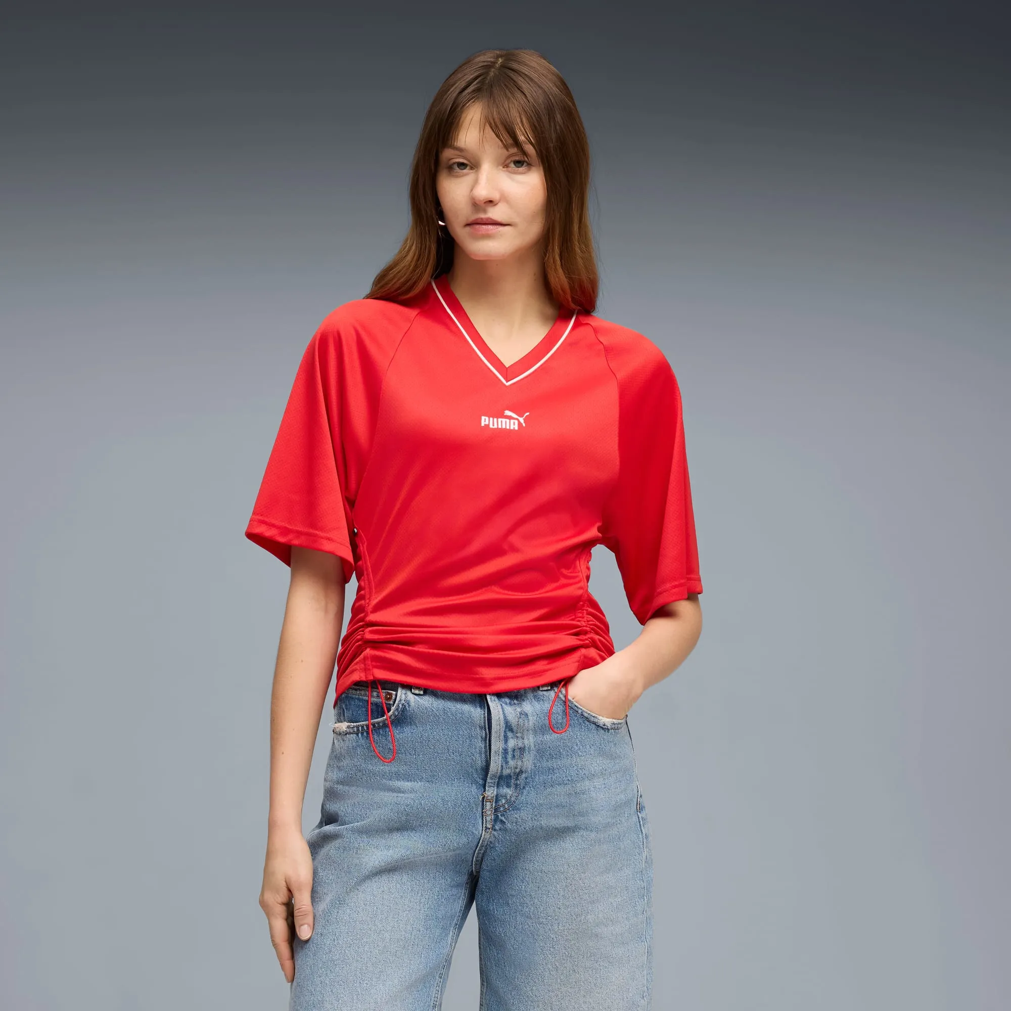 Future.PUMA.Archive Slim Football Jersey Women, For All Time Red, size Large