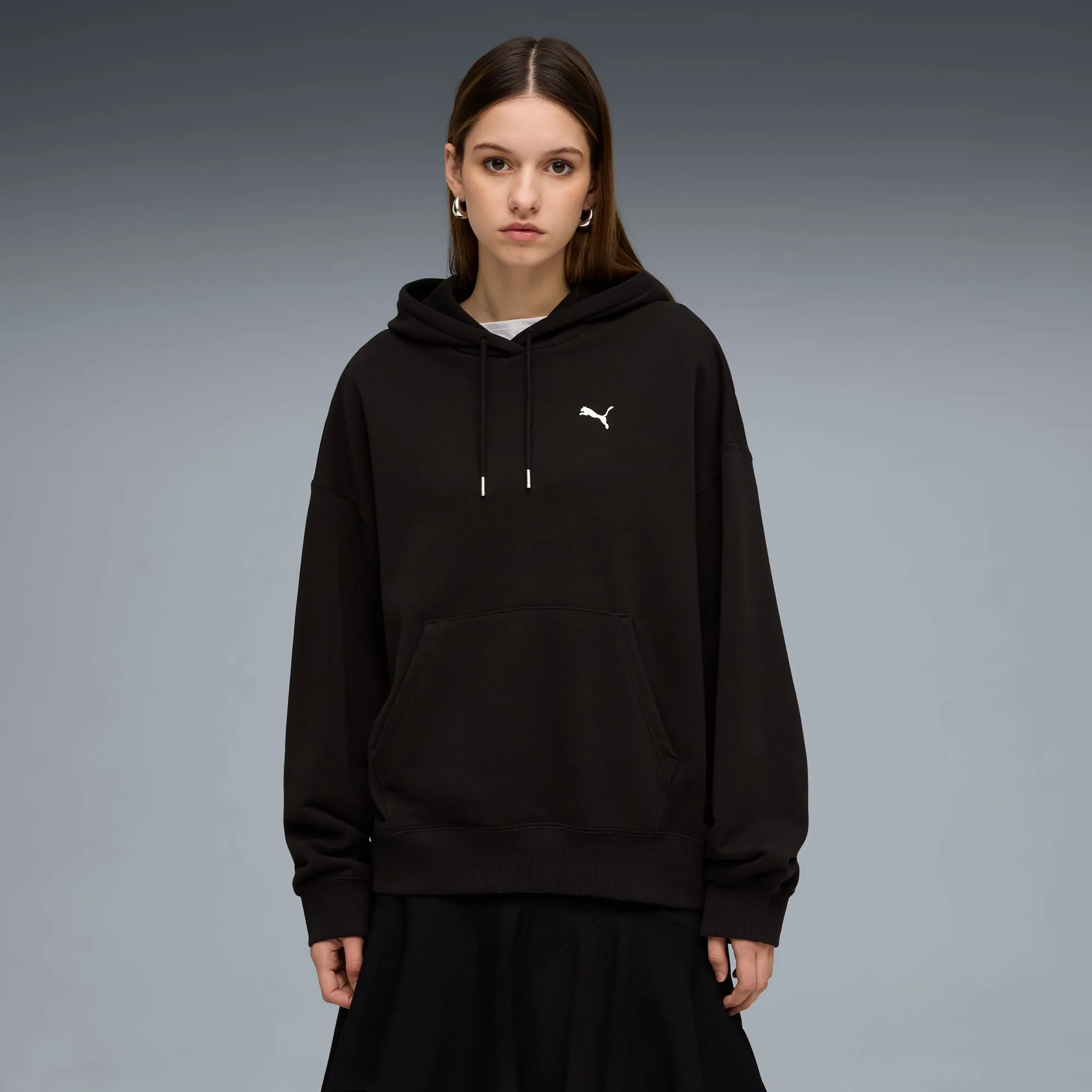 PUMA Wardrobe Essentials Oversized Hoodie Women, Black, size Large
