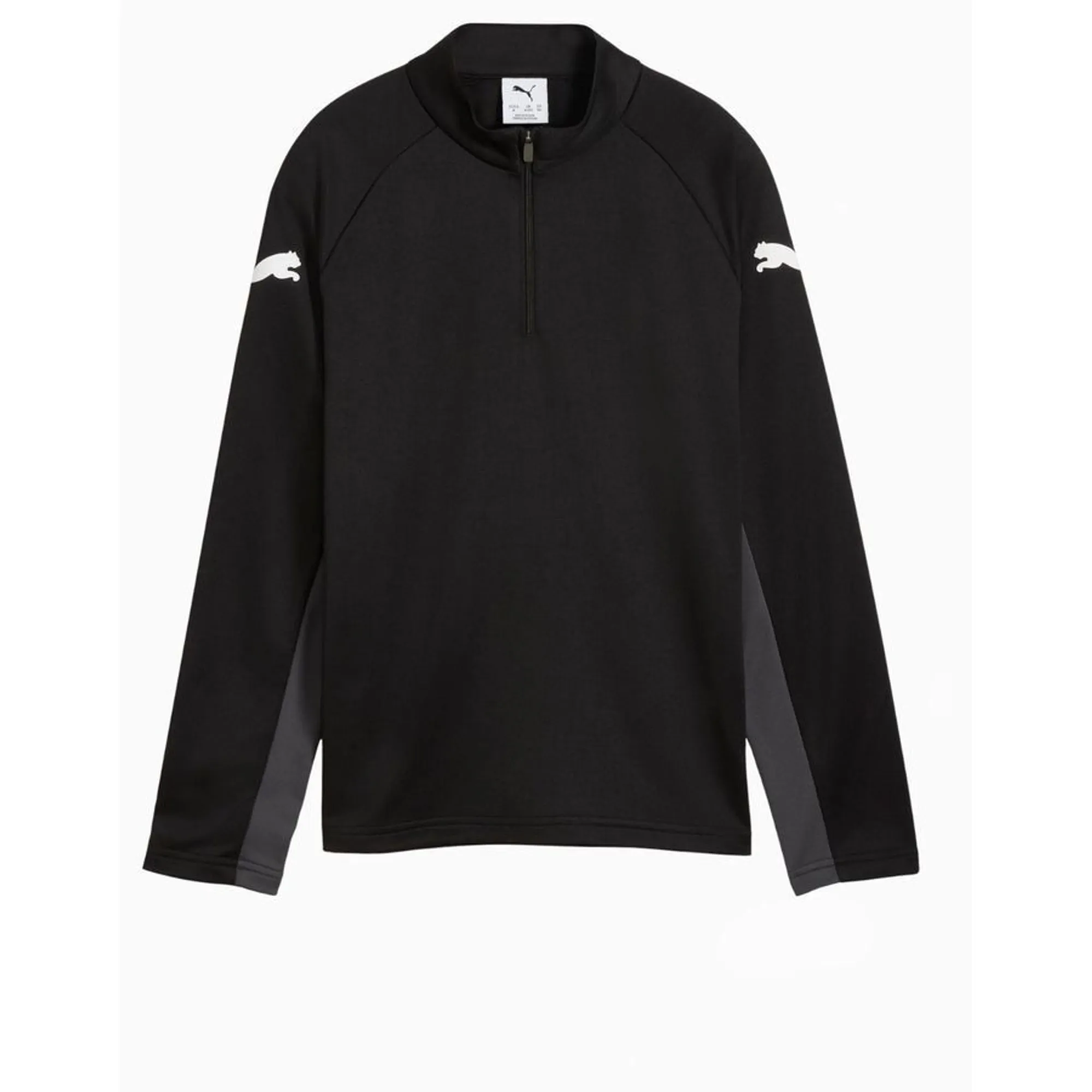 PUMA Individualliga Quarter-Zip Top Shirt Youth, Black/White/Shadow Grey, size 11-12 Youth